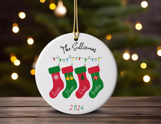 Personalized Family Christmas Ornament - Stockings