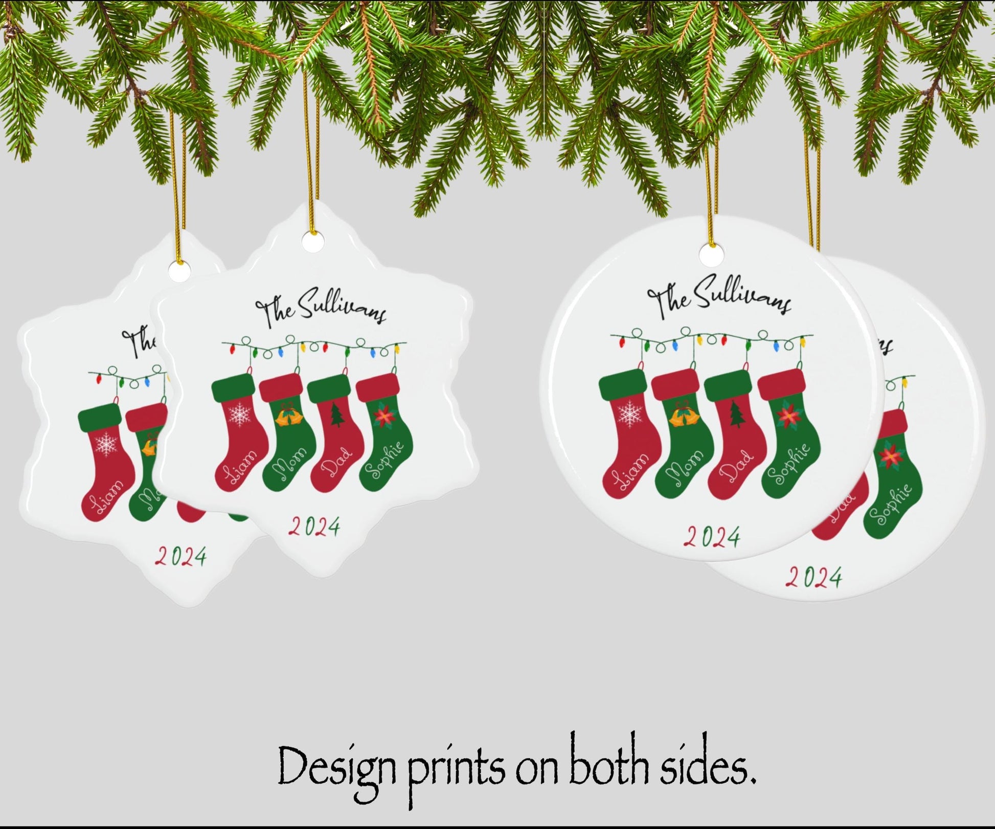 Personalized Family Christmas Ornament - Stockings