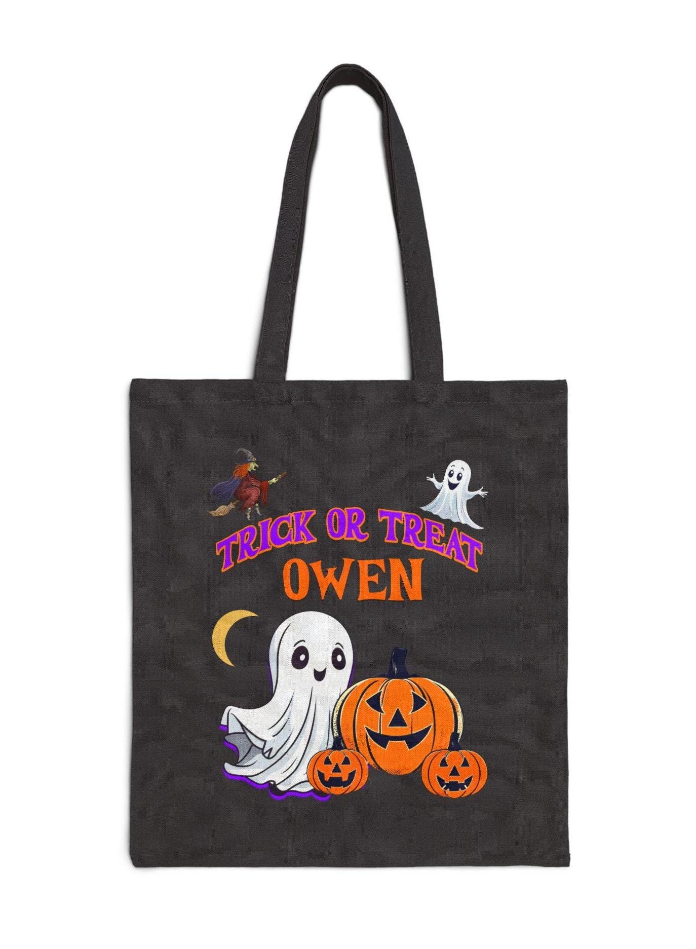 Personalized Halloween Tote Bag, Happy Halloween, customized halloween tote bag, personalized tote bag, pumpkin ghost, goodie bag