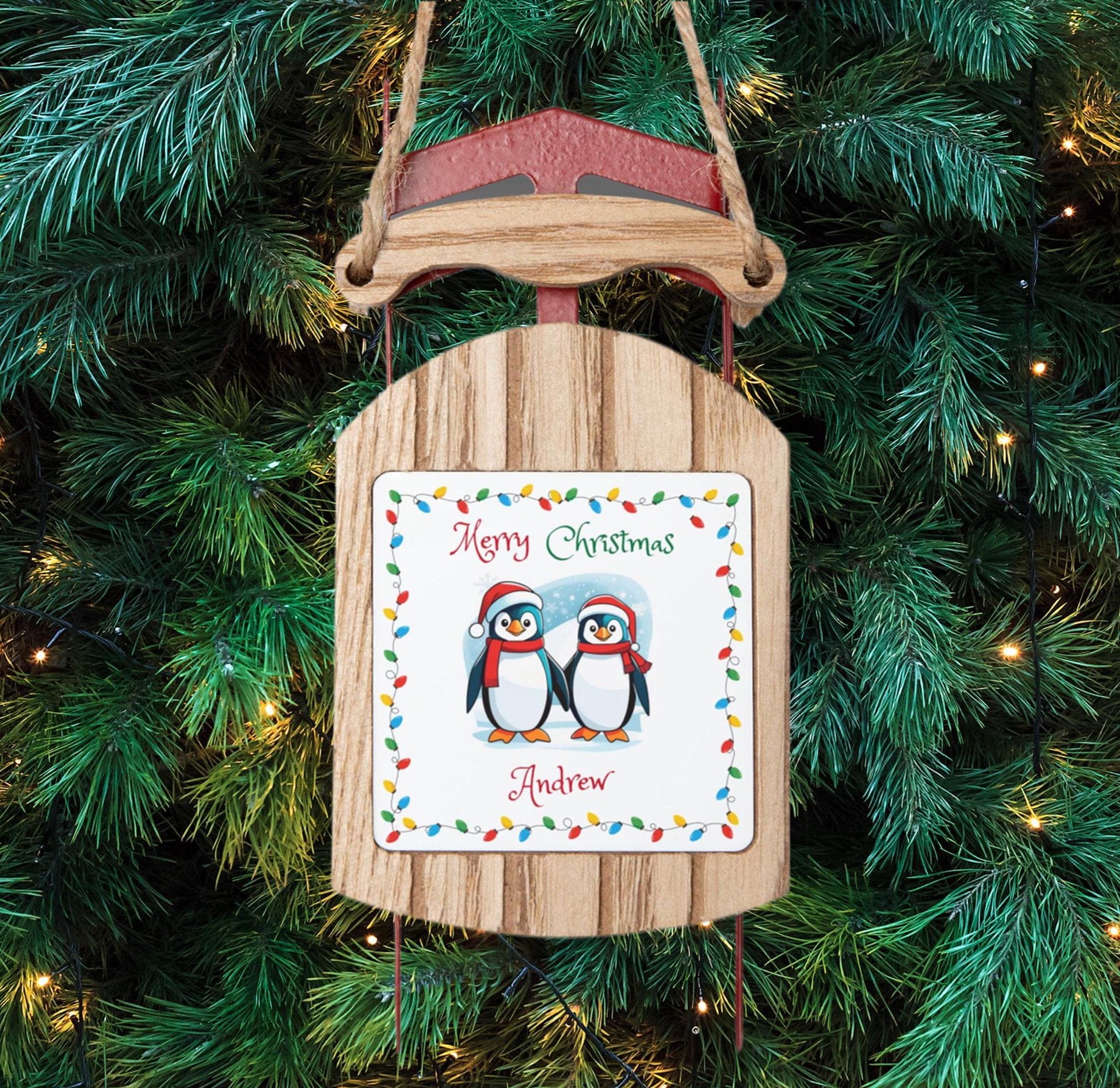 Personalized Cartoon Christmas Ornament for Kids - Penguin, Reindeer, Elf, Cowgirl