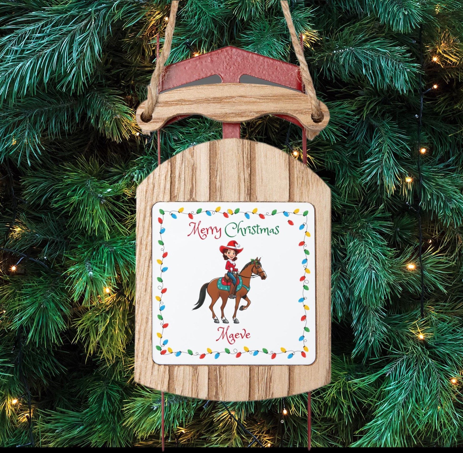Personalized Cartoon Christmas Ornament for Kids - Penguin, Reindeer, Elf, Cowgirl