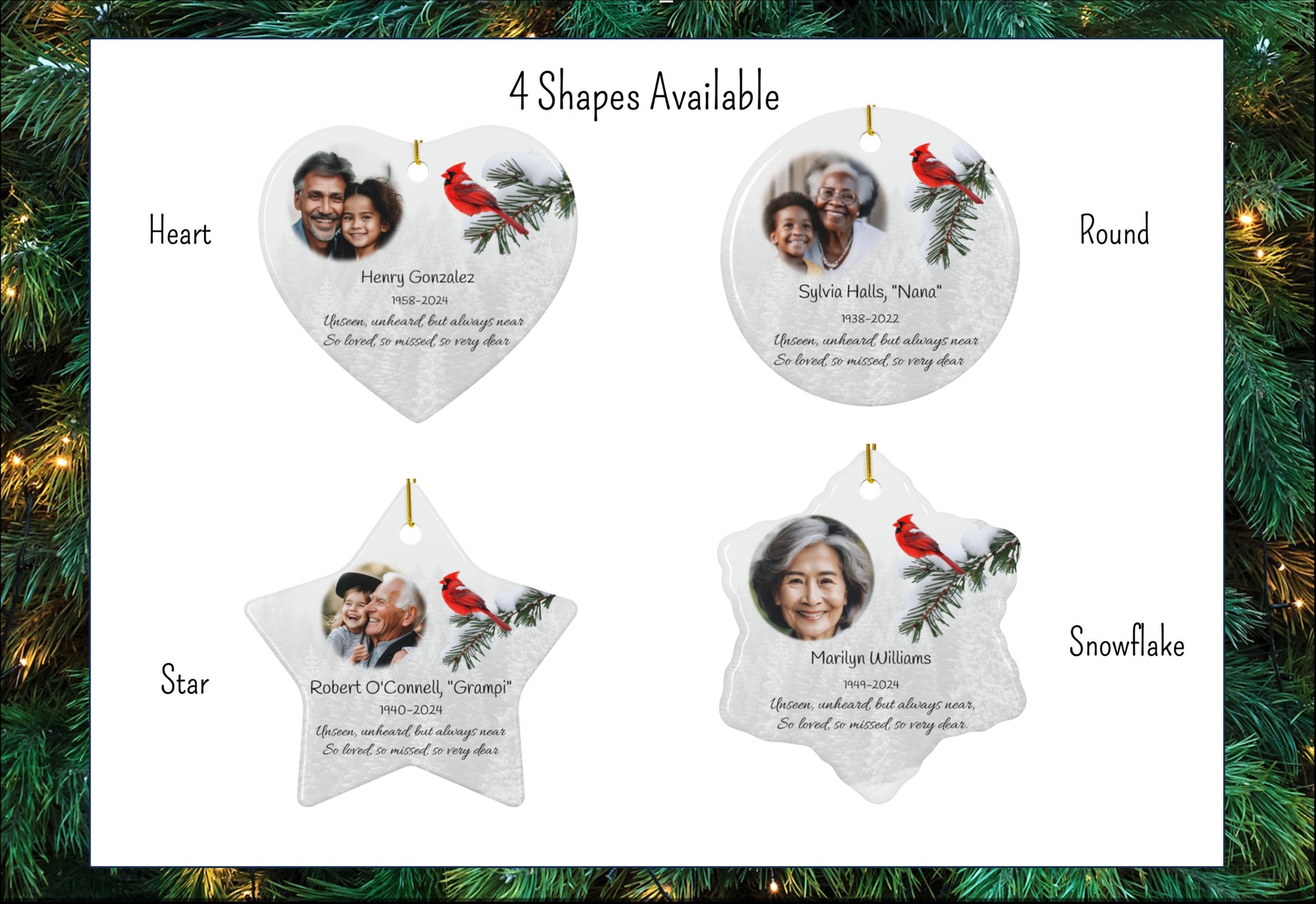 Personalized Memorial Christmas Ornament w/Cardinal