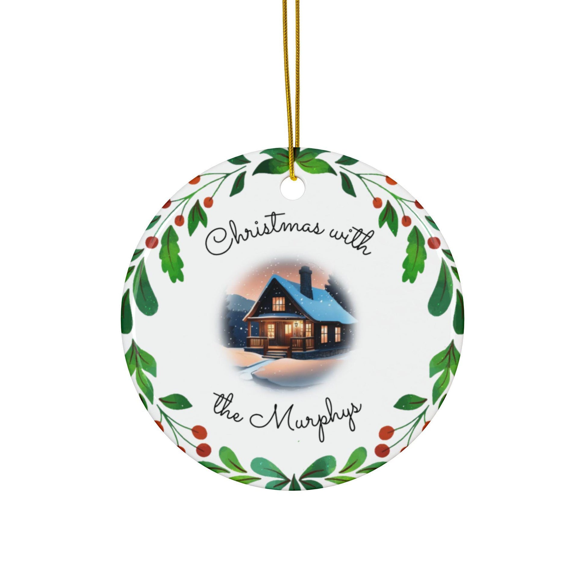 Personalizable Family Christmas Ornament - Cozy Christmas Cottage