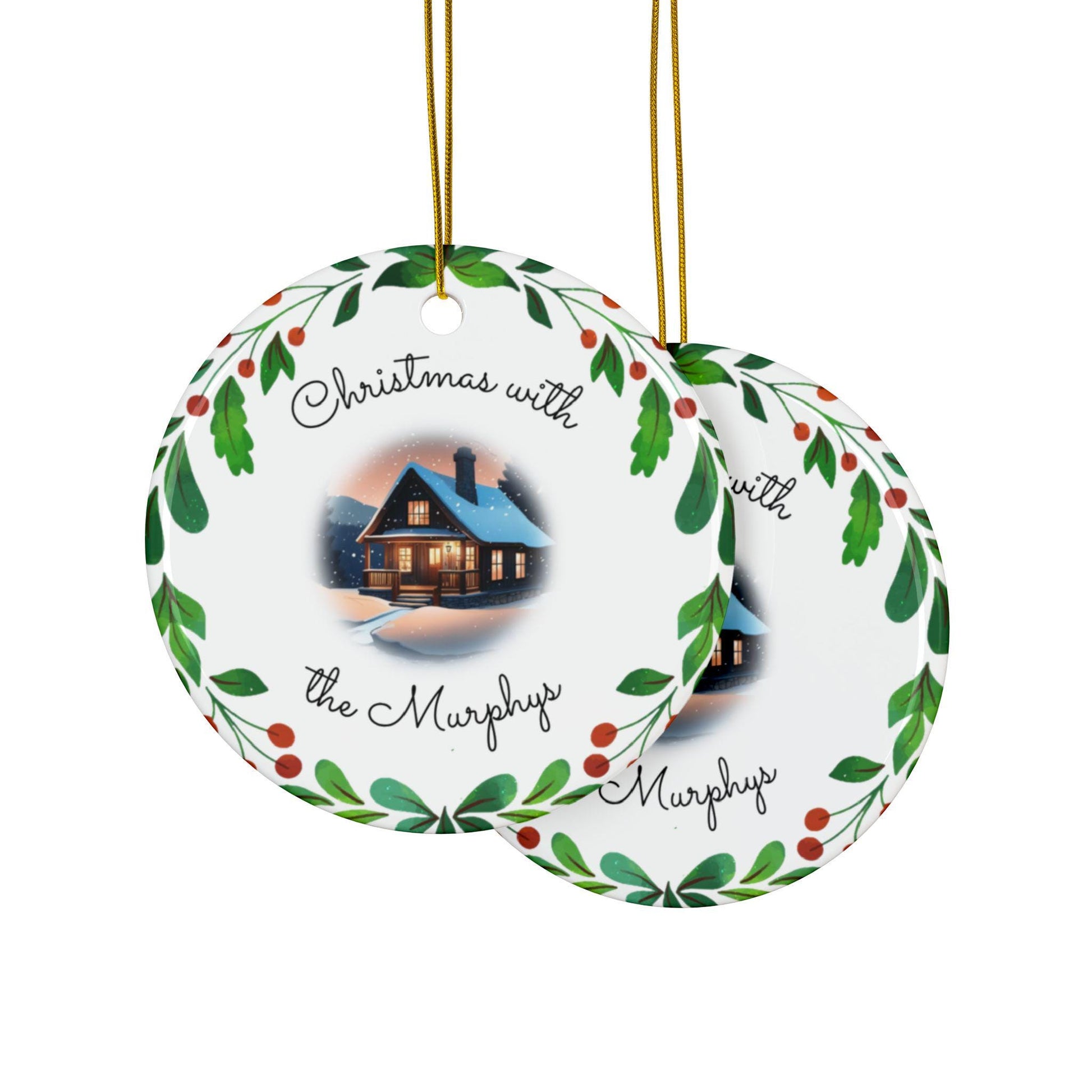 Personalizable Family Christmas Ornament - Cozy Christmas Cottage