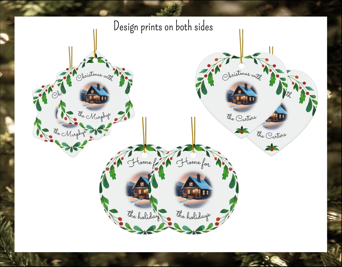 Personalizable Family Christmas Ornament - Cozy Christmas Cottage