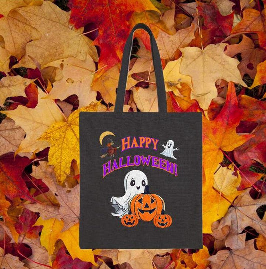 Happy Halloween! Tote Bag, Halloween tote bag, personalized tote bag, customized halloween tote, ghost pumpkin goodie bag
