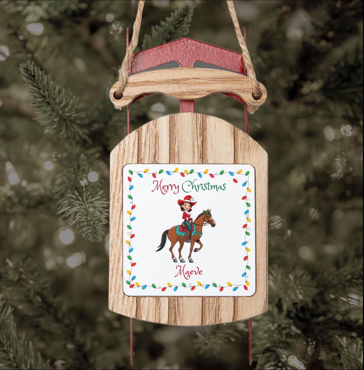 Personalized Cartoon Christmas Ornament for Kids - Penguin, Reindeer, Elf, Cowgirl