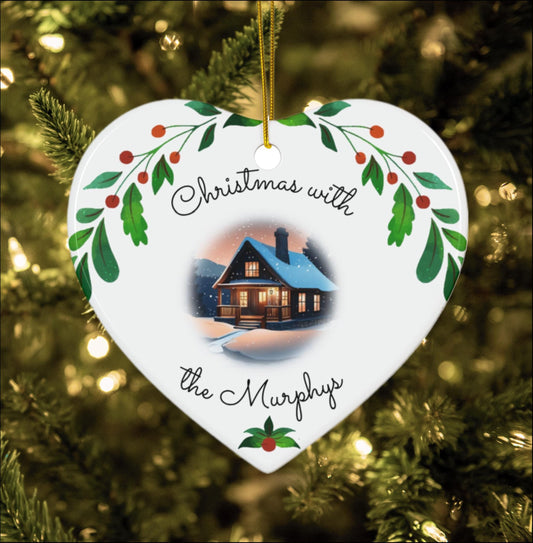 Personalizable Family Christmas Ornament - Cozy Christmas Cottage