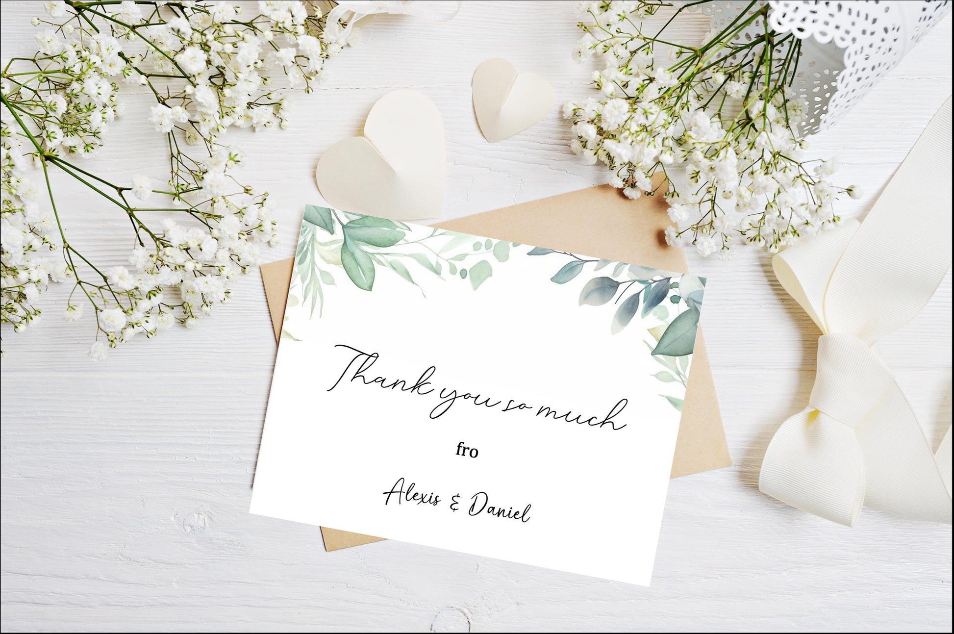 Set of Personalized Wedding Thank You Cards with Envelopes, wedding thank you cards, thank you card for wedding
