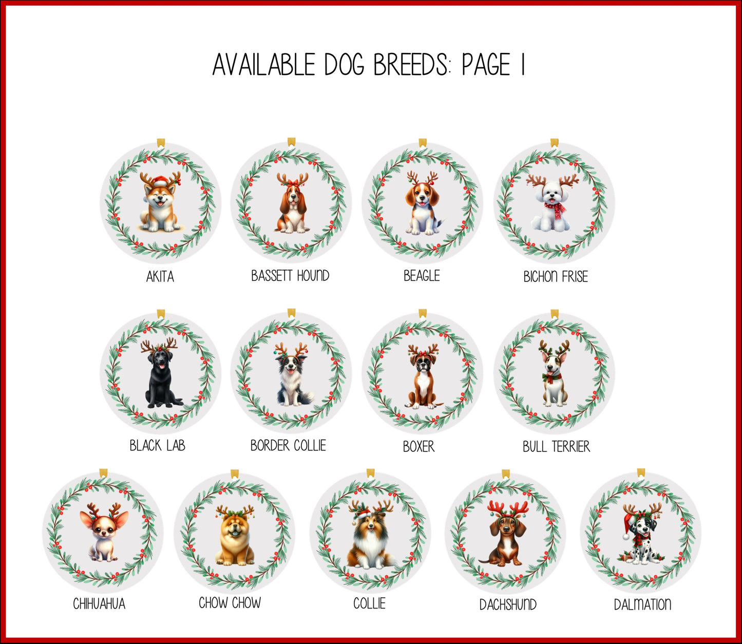 Personalizable Dog Breed Christmas Ornaments, Pet Christmas Ornaments, Dog Breed Ornaments, Custom Dog Ornament, Pet Ornament