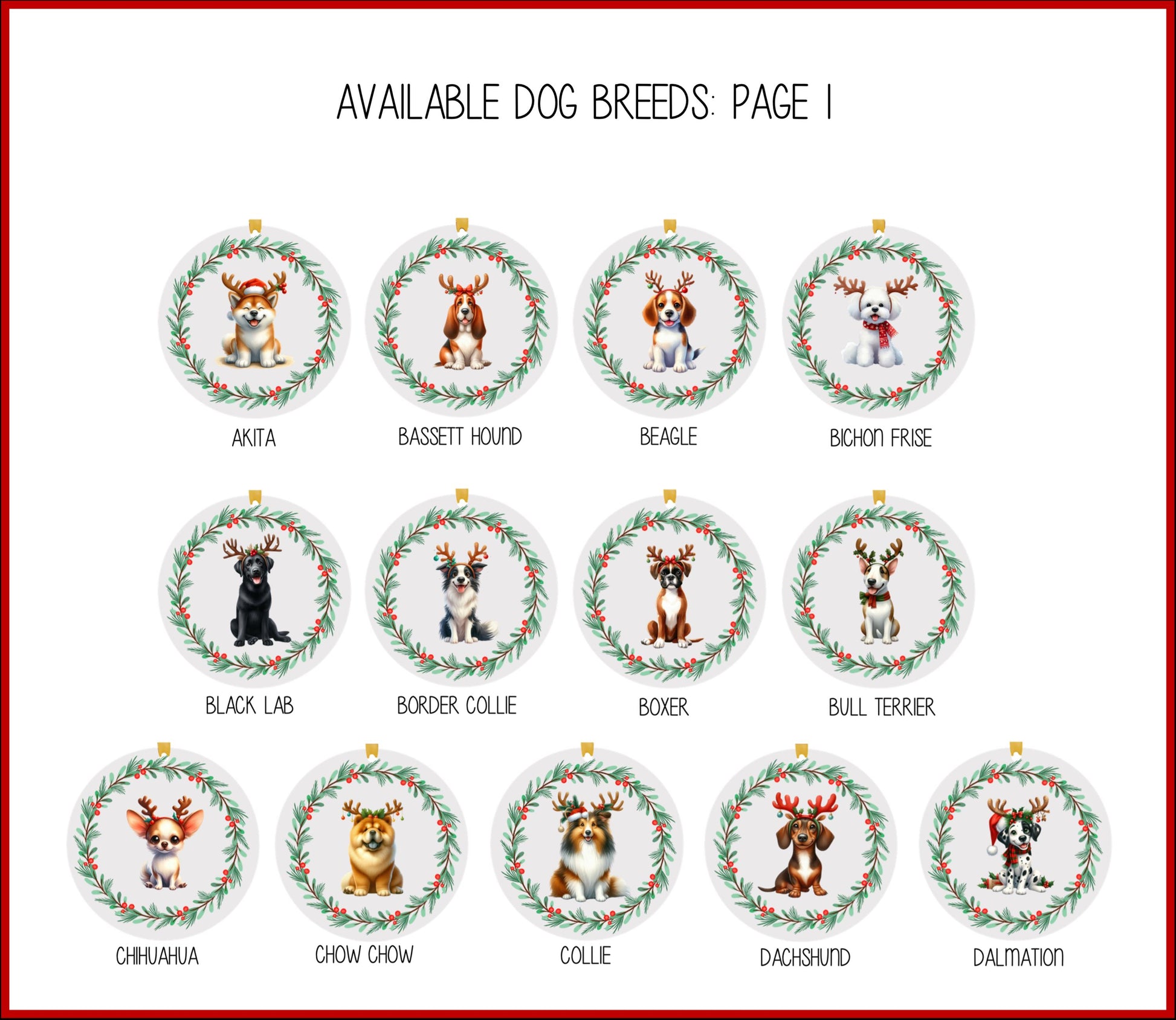 Personalizable Dog Breed Christmas Ornaments, Pet Christmas Ornaments, Dog Breed Ornaments, Custom Dog Ornament, Pet Ornament