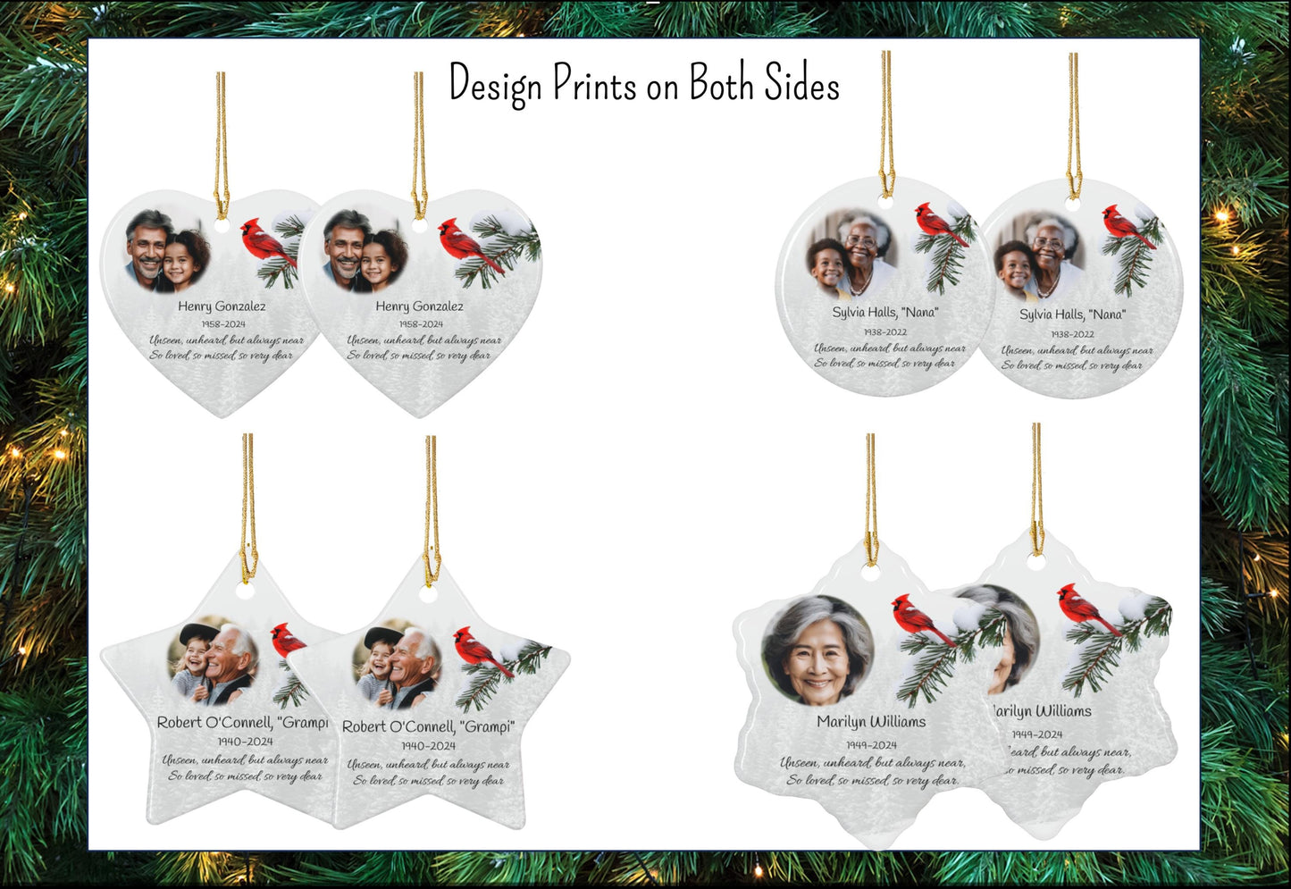 Personalized Memorial Christmas Ornament w/Cardinal
