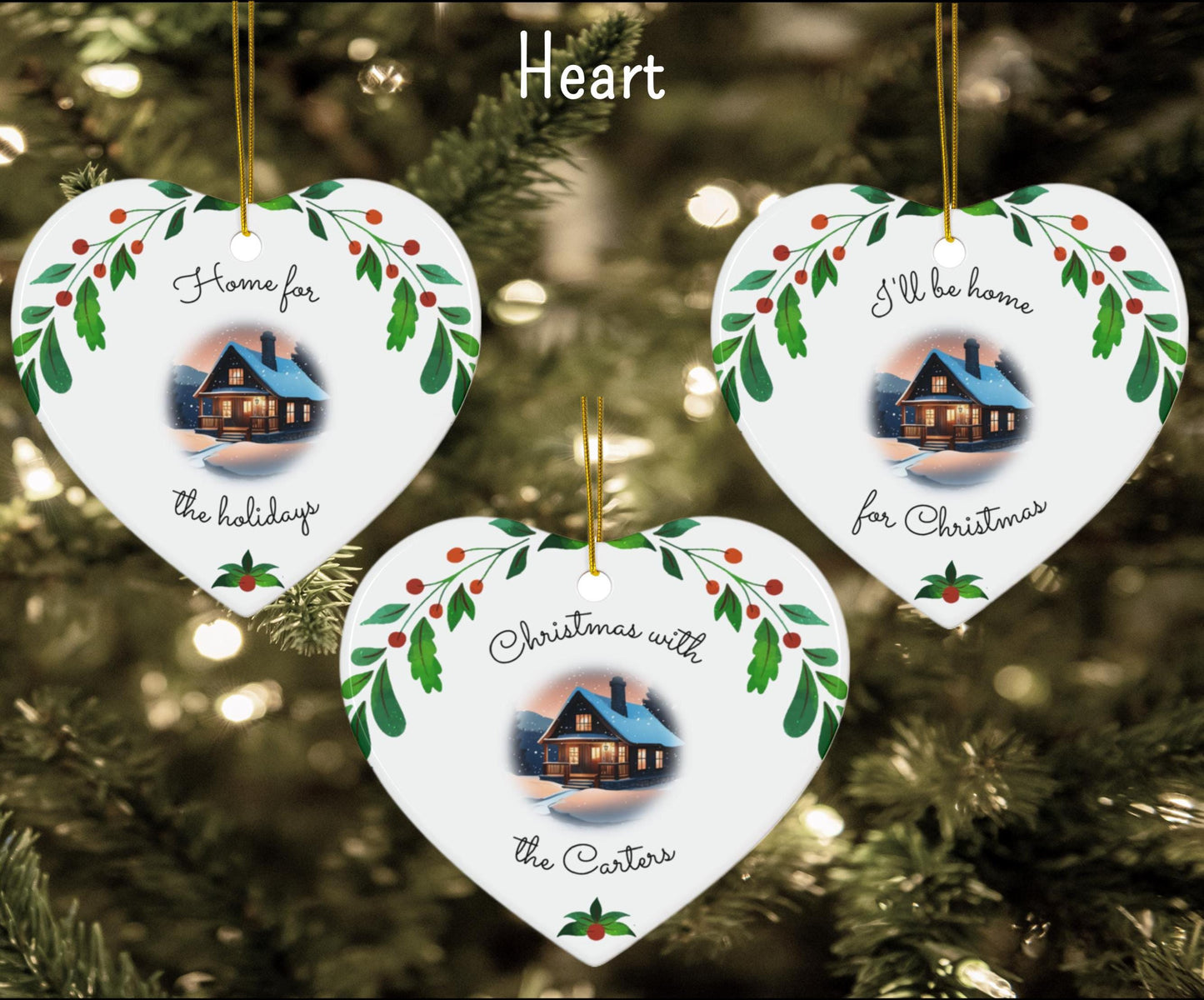 Personalizable Family Christmas Ornament - Cozy Christmas Cottage