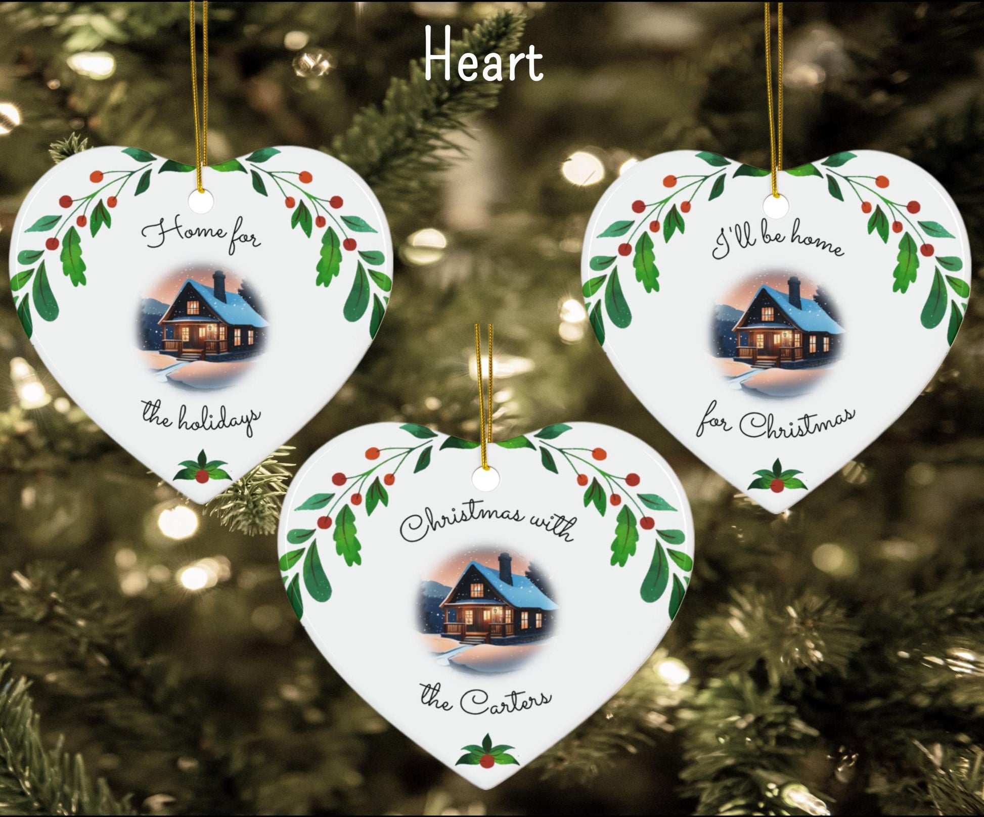 Personalizable Family Christmas Ornament - Cozy Christmas Cottage