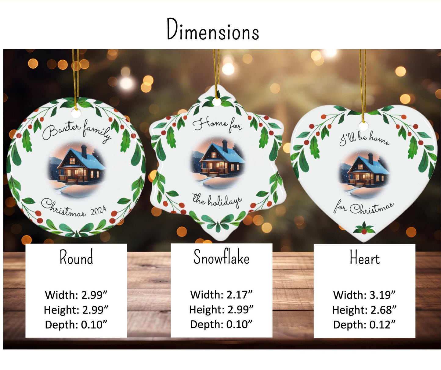 Personalizable Family Christmas Ornament - Cozy Christmas Cottage