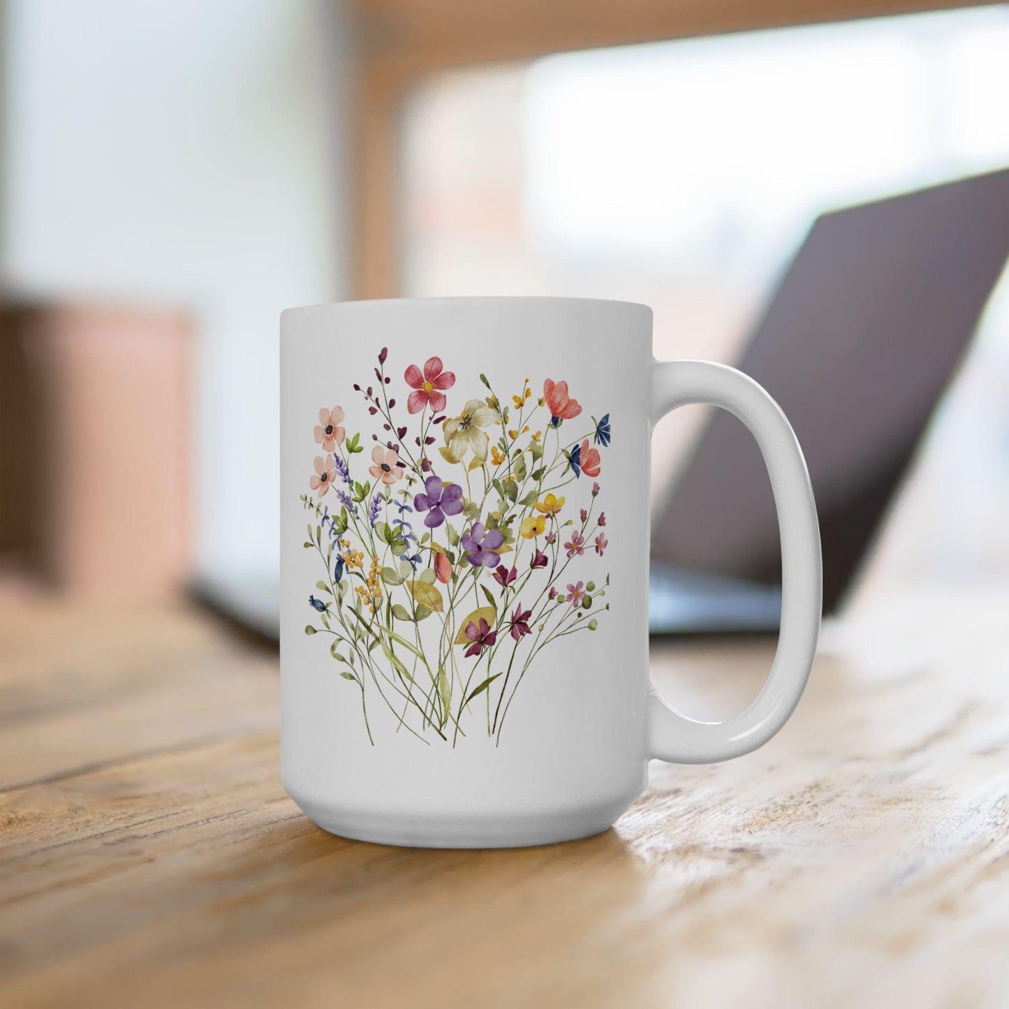 Colorful Wildflowers Ceramic Mug, Floral Tea Cup, Botanical Coffee Mug, Garden Lover Gift, Nature Inspired Drinkware, Flower Pattern Cup