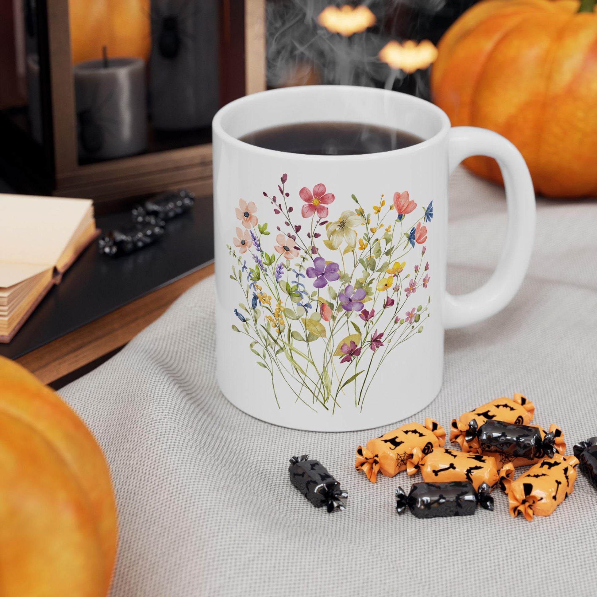 Colorful Wildflowers Ceramic Mug, Floral Tea Cup, Botanical Coffee Mug, Garden Lover Gift, Nature Inspired Drinkware, Flower Pattern Cup