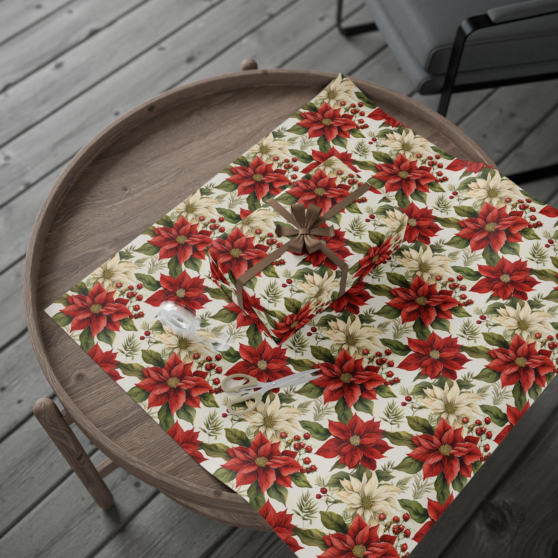 Poinsettia Christmas Wrapping Paper