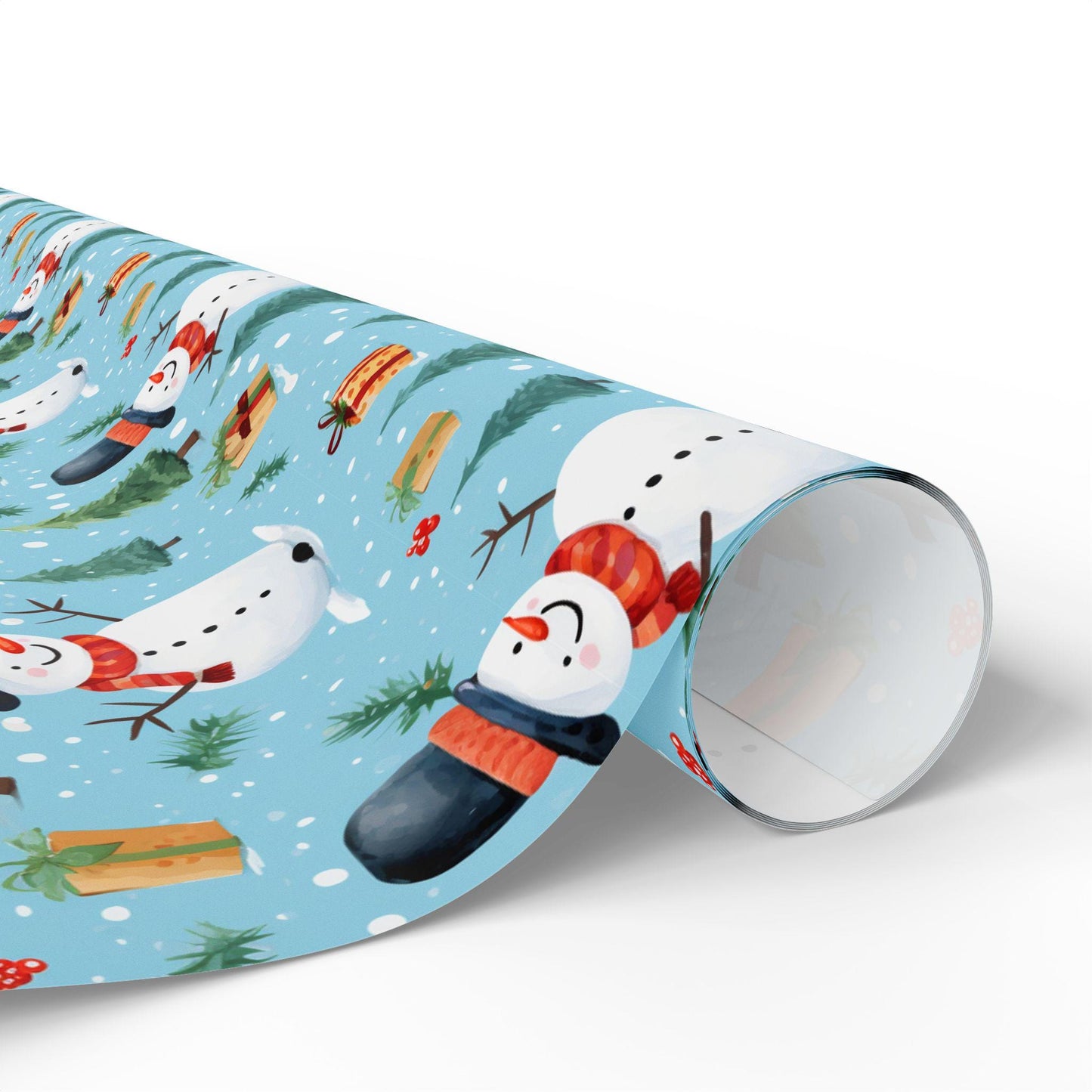 Wrapping Papers, Christmas Snowmen Gift Wrap Roll, Holiday Wrapping Paper, Festive Xmas Gift Wrap, Cute Winter Wrapping Paper, Cheerful