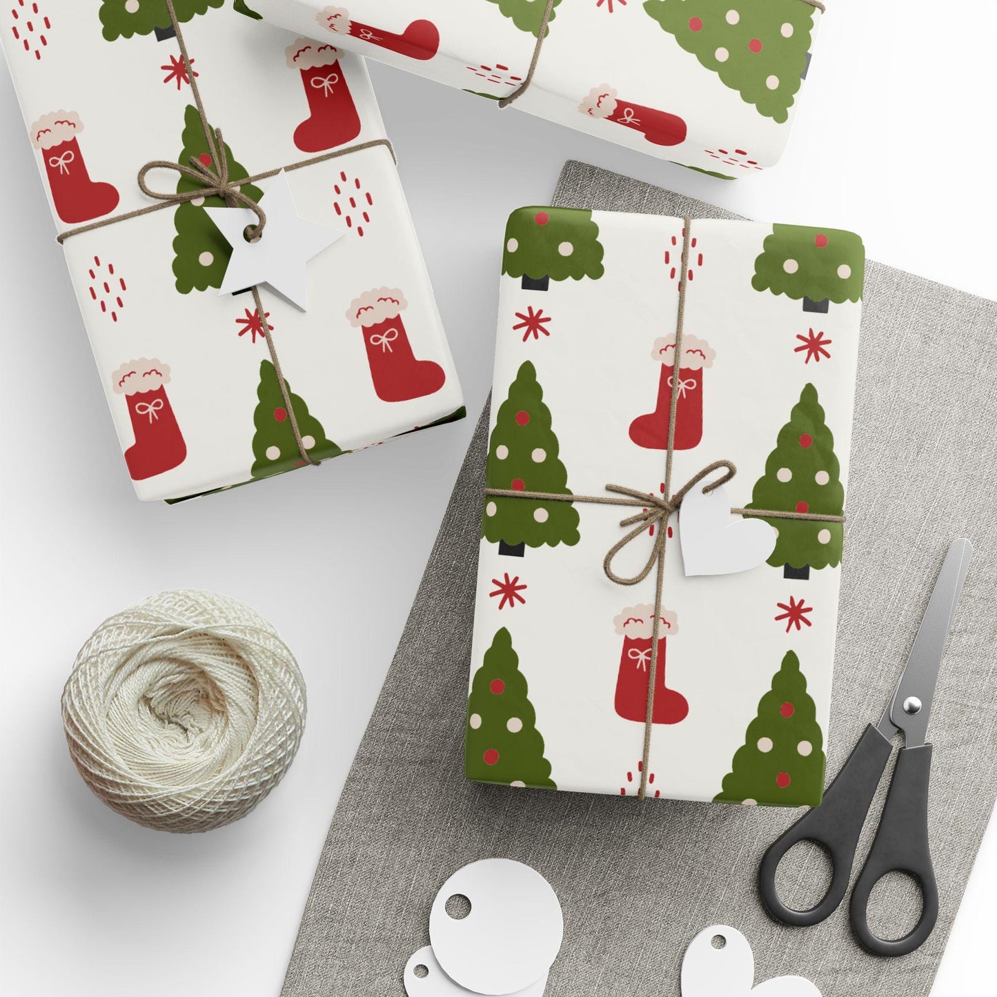 Christmas Wrapping Papers, Holiday Gift Wrap, Festive Present Wrap, Xmas Tree Gift Wrap, Stocking Wrapping Paper