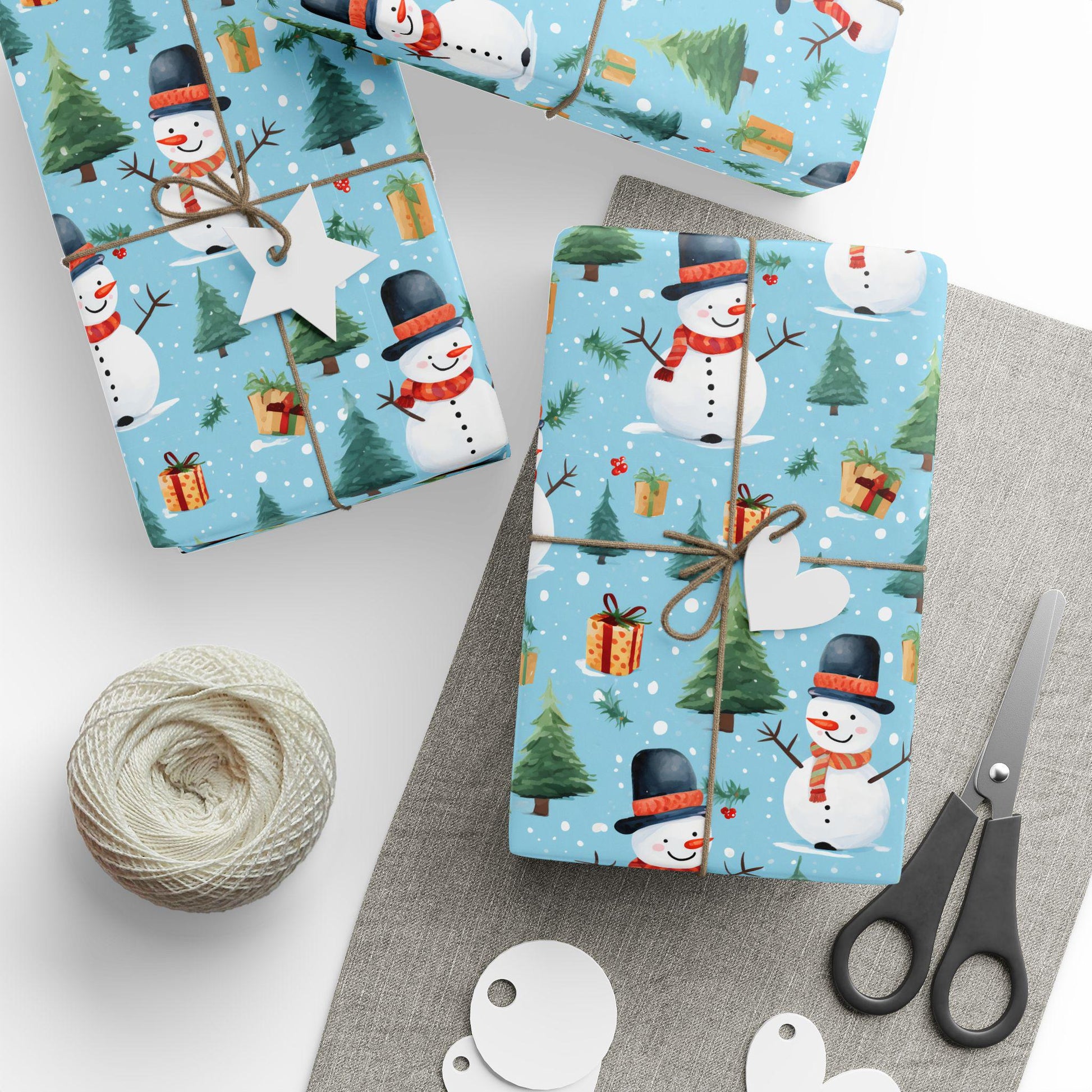 Wrapping Papers, Christmas Snowmen Gift Wrap Roll, Holiday Wrapping Paper, Festive Xmas Gift Wrap, Cute Winter Wrapping Paper, Cheerful