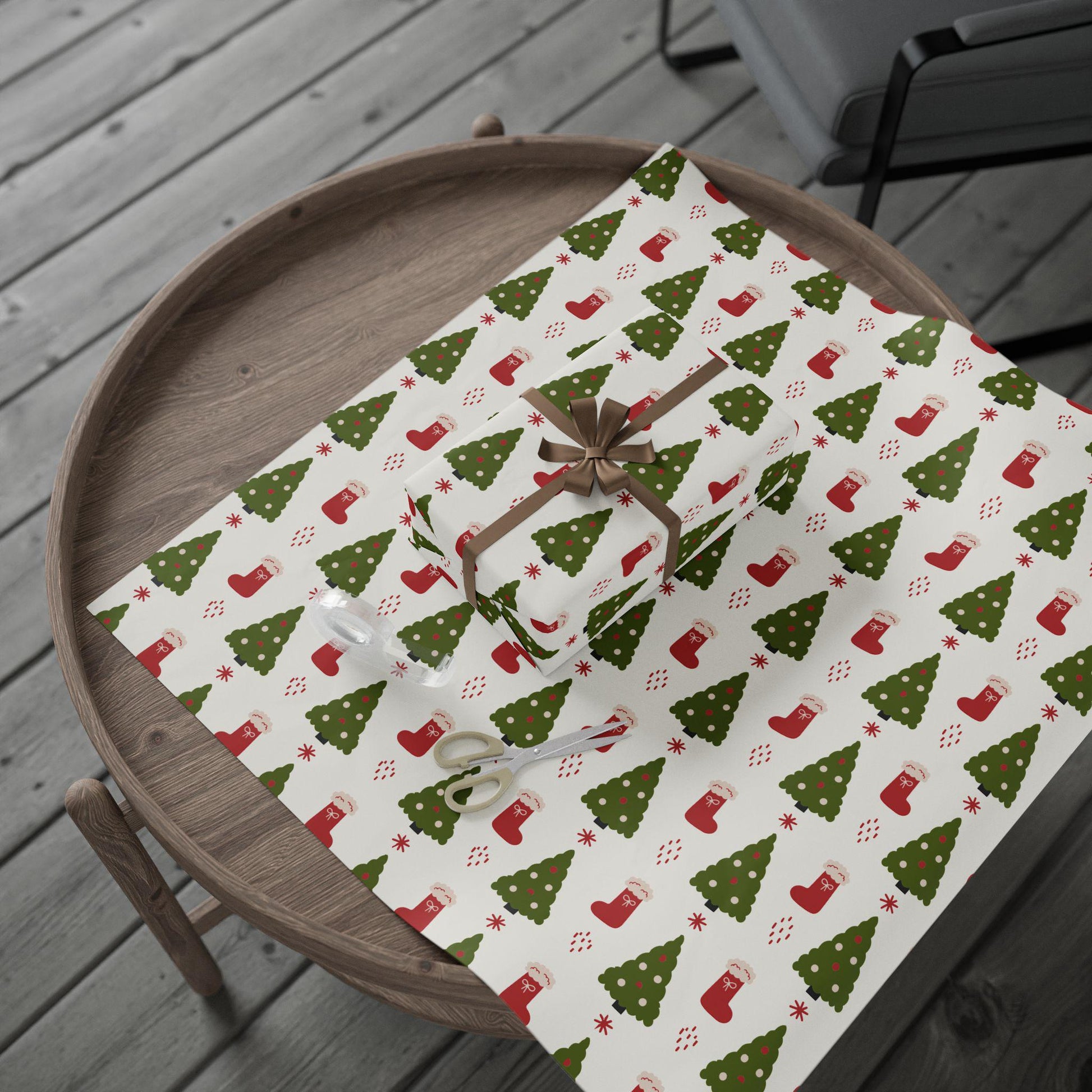 Christmas Wrapping Papers, Holiday Gift Wrap, Festive Present Wrap, Xmas Tree Gift Wrap, Stocking Wrapping Paper