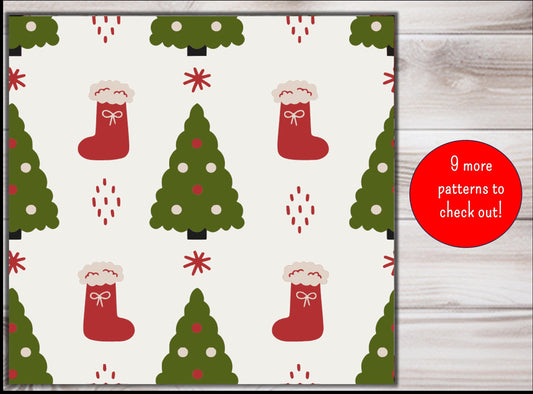 Christmas Wrapping Papers, Holiday Gift Wrap, Festive Present Wrap, Xmas Tree Gift Wrap, Stocking Wrapping Paper