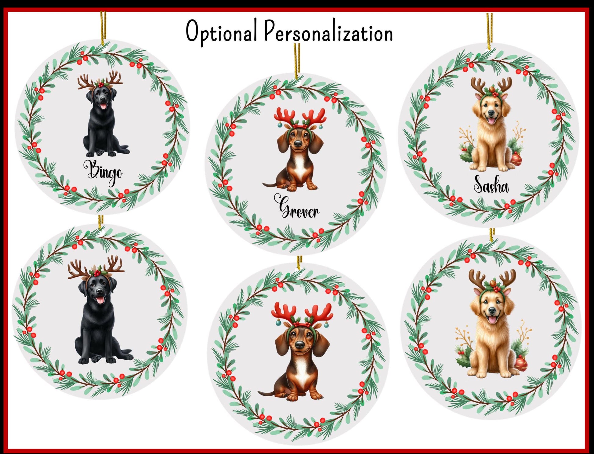 Personalizable Dog Breed Christmas Ornaments, Pet Christmas Ornaments, Dog Breed Ornaments, Custom Dog Ornament, Pet Ornament