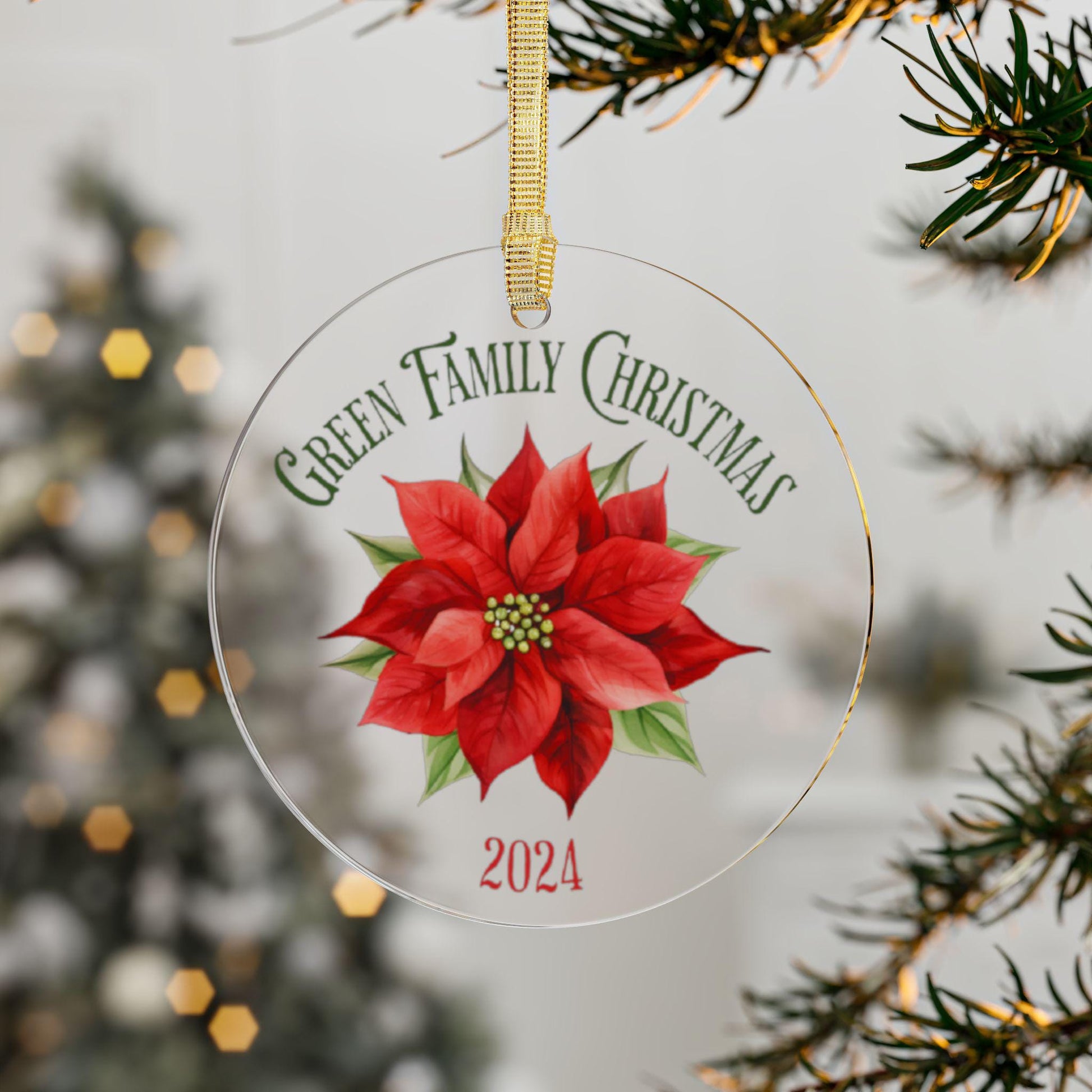 Personalized Poinsettia Acrylic Ornament