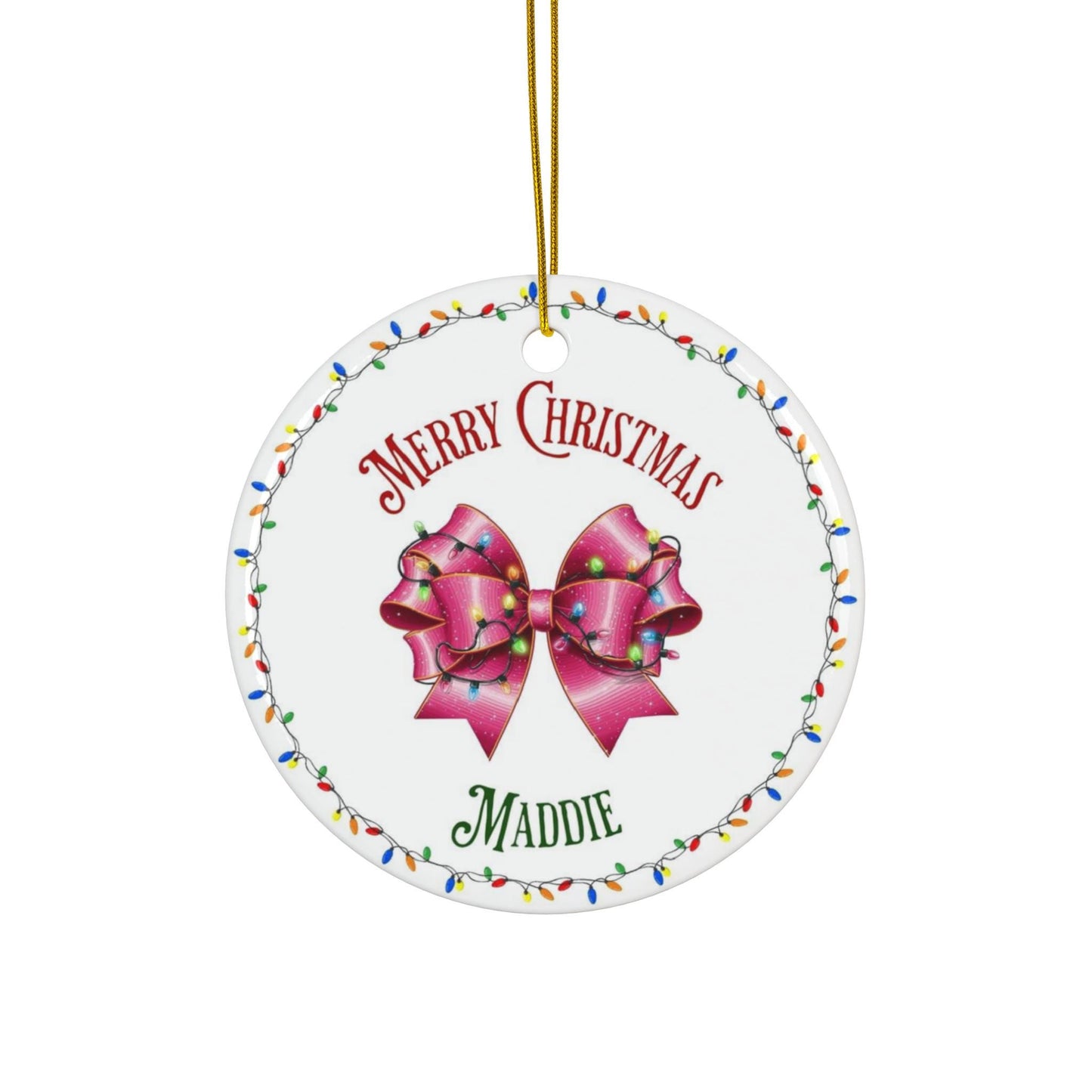 Personalized Coquette Bow Christmas Ornament