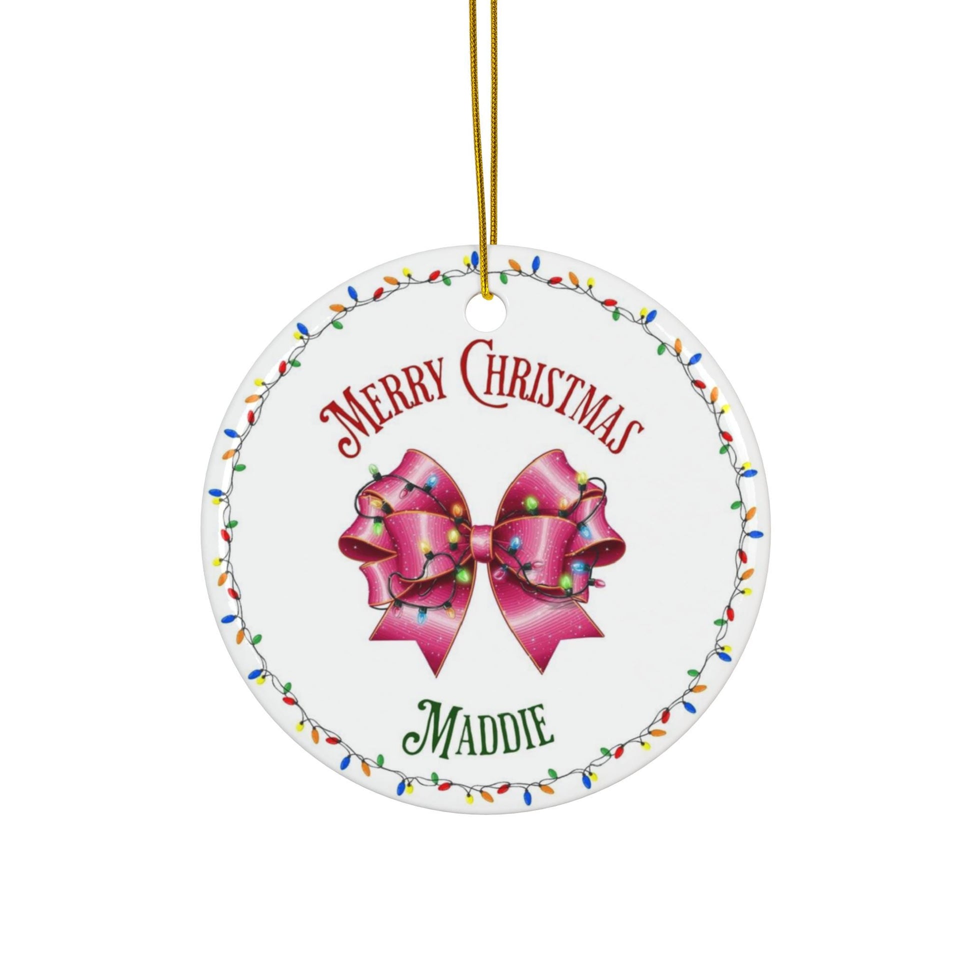Personalized Coquette Bow Christmas Ornament