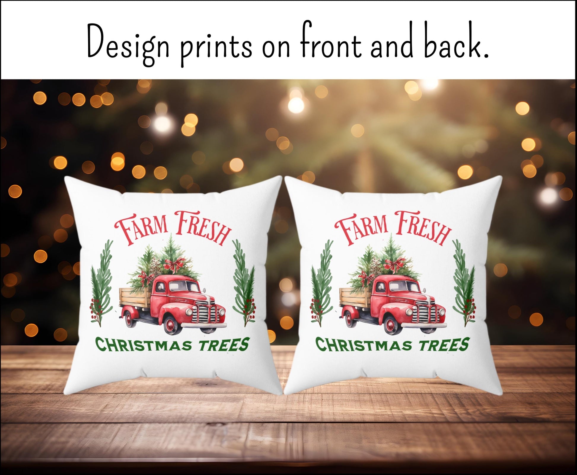 Christmas Farm Fresh Trees Pillow, Holiday Decor, Vintage Cushion Case, Festive Home Accent, Xmas Throw Pillow Cover