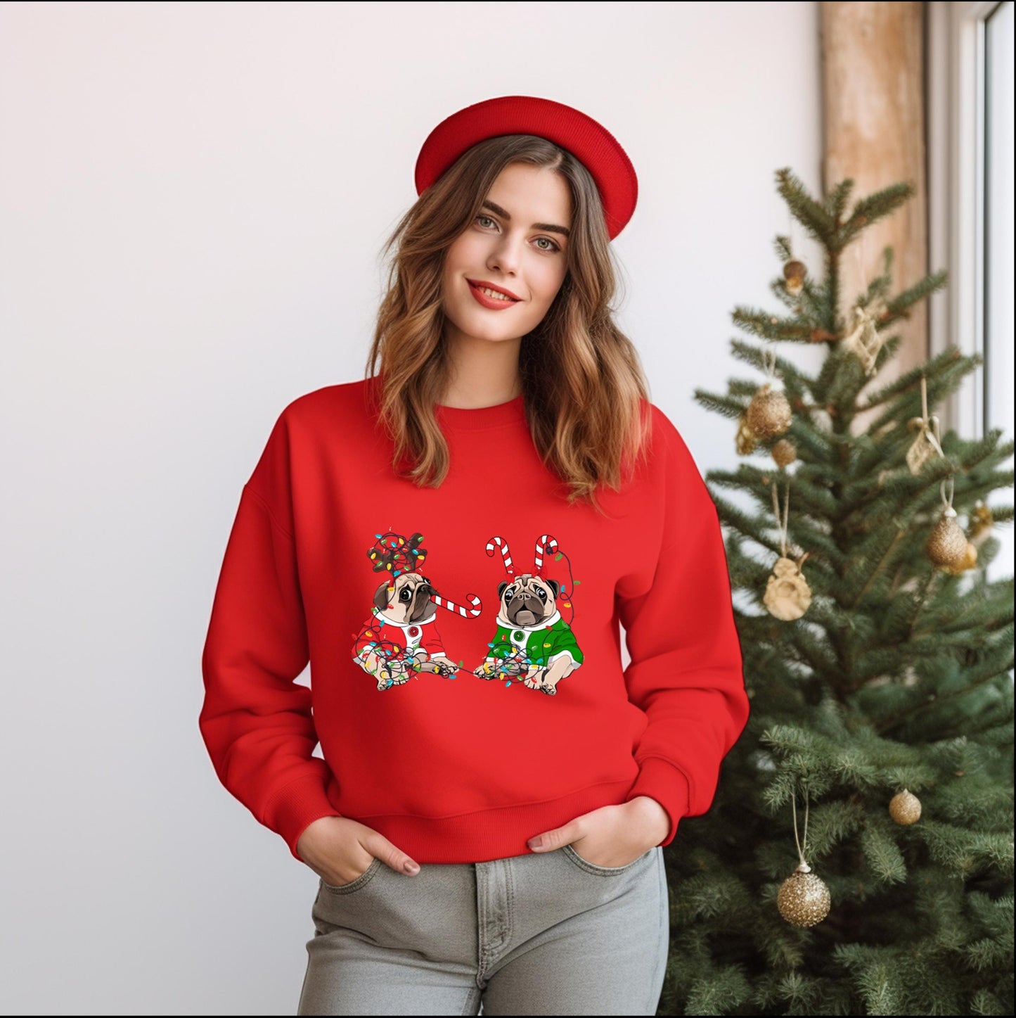Christmas Pug Crewneck Sweatshirt - Funny Dog Sweatshirt