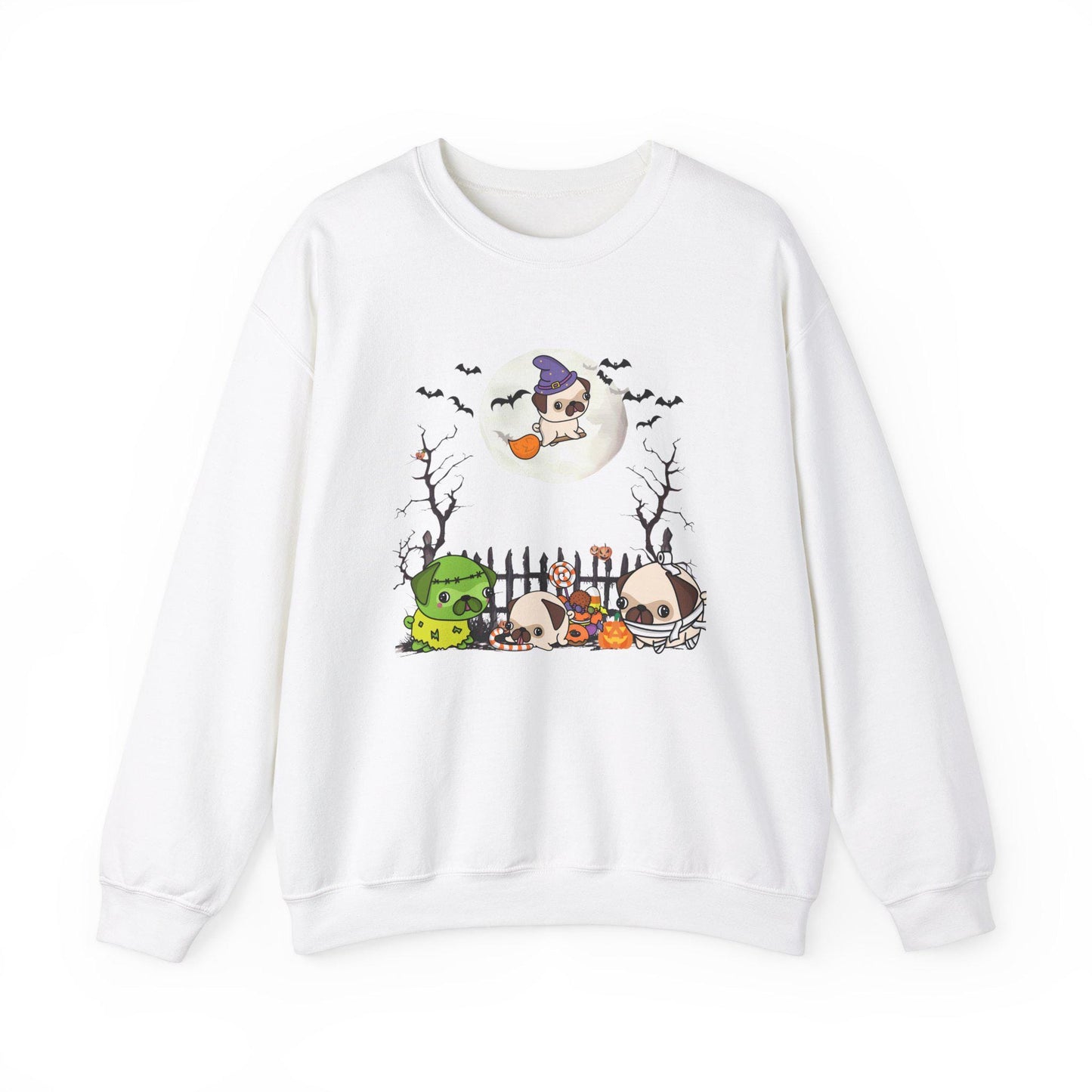 Pug Halloween Sweatshirt, Unisex Crewneck Jumper, Dog Lover Gift, Halloween Costume Shirt, Cozy Fall Sweater