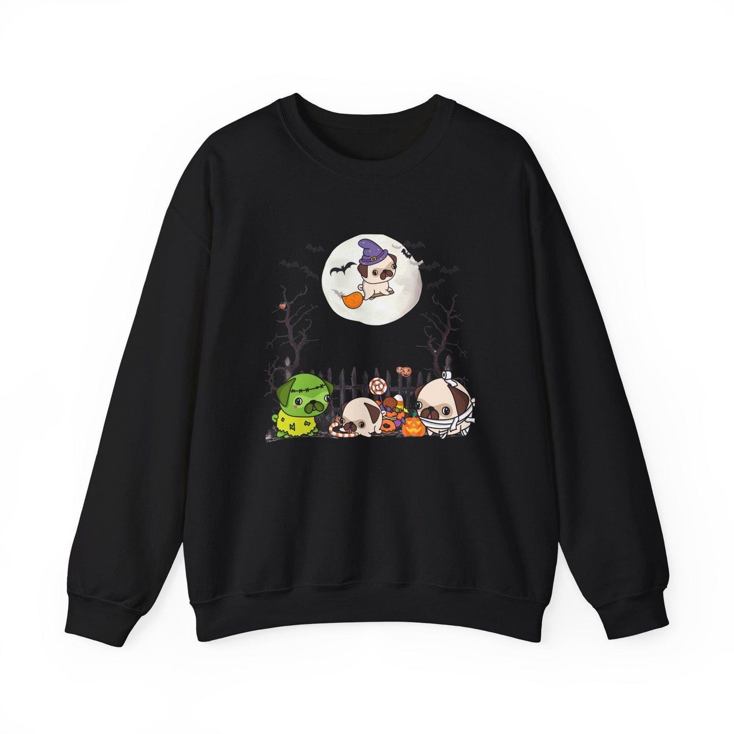 Pug Halloween Sweatshirt, Unisex Crewneck Jumper, Dog Lover Gift, Halloween Costume Shirt, Cozy Fall Sweater