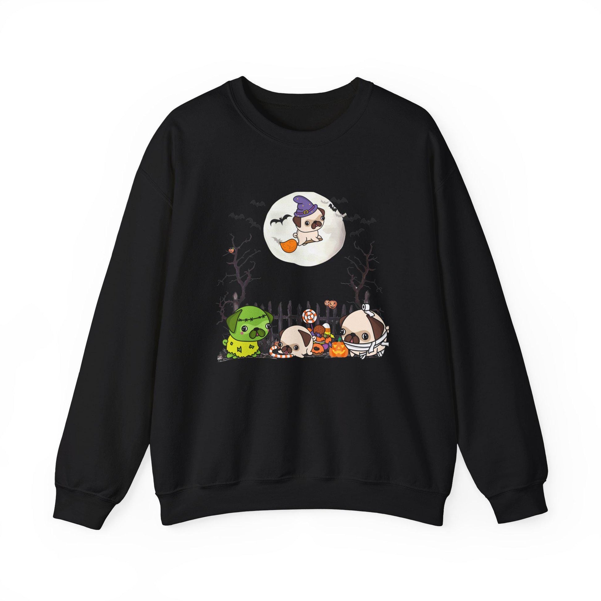 Pug Halloween Sweatshirt, Unisex Crewneck Jumper, Dog Lover Gift, Halloween Costume Shirt, Cozy Fall Sweater