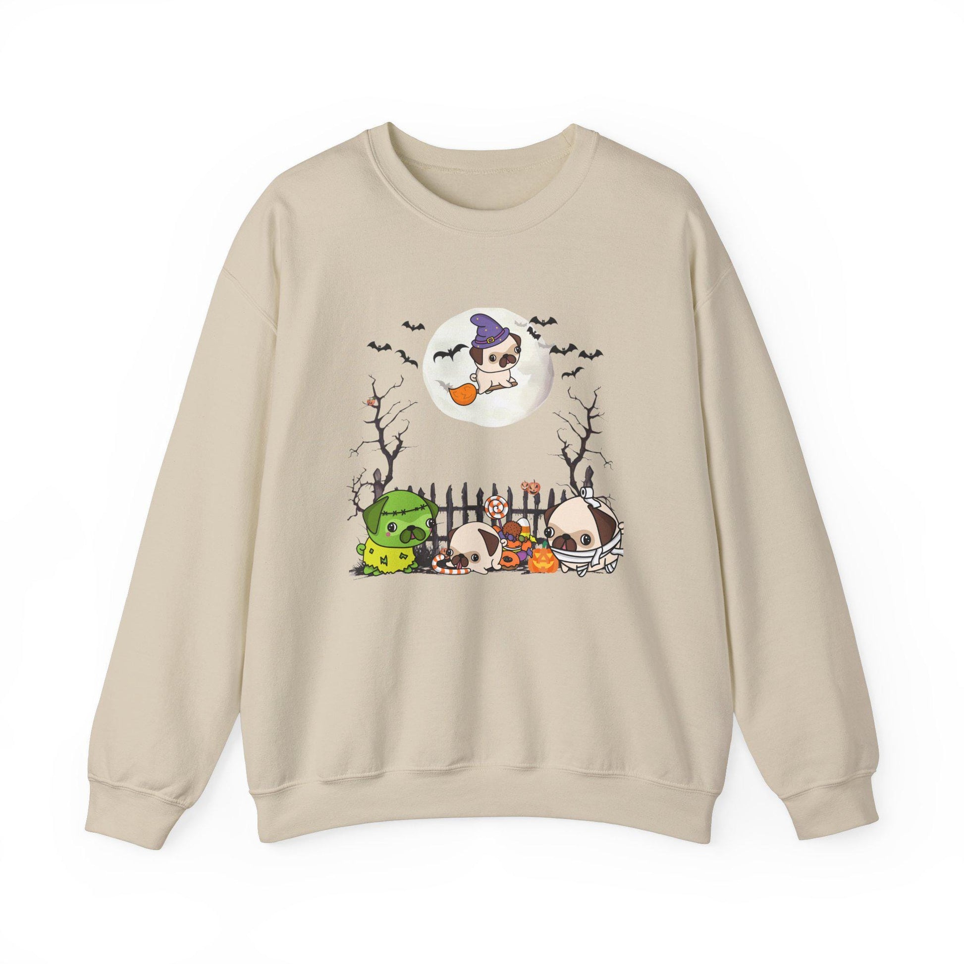 Pug Halloween Sweatshirt, Unisex Crewneck Jumper, Dog Lover Gift, Halloween Costume Shirt, Cozy Fall Sweater