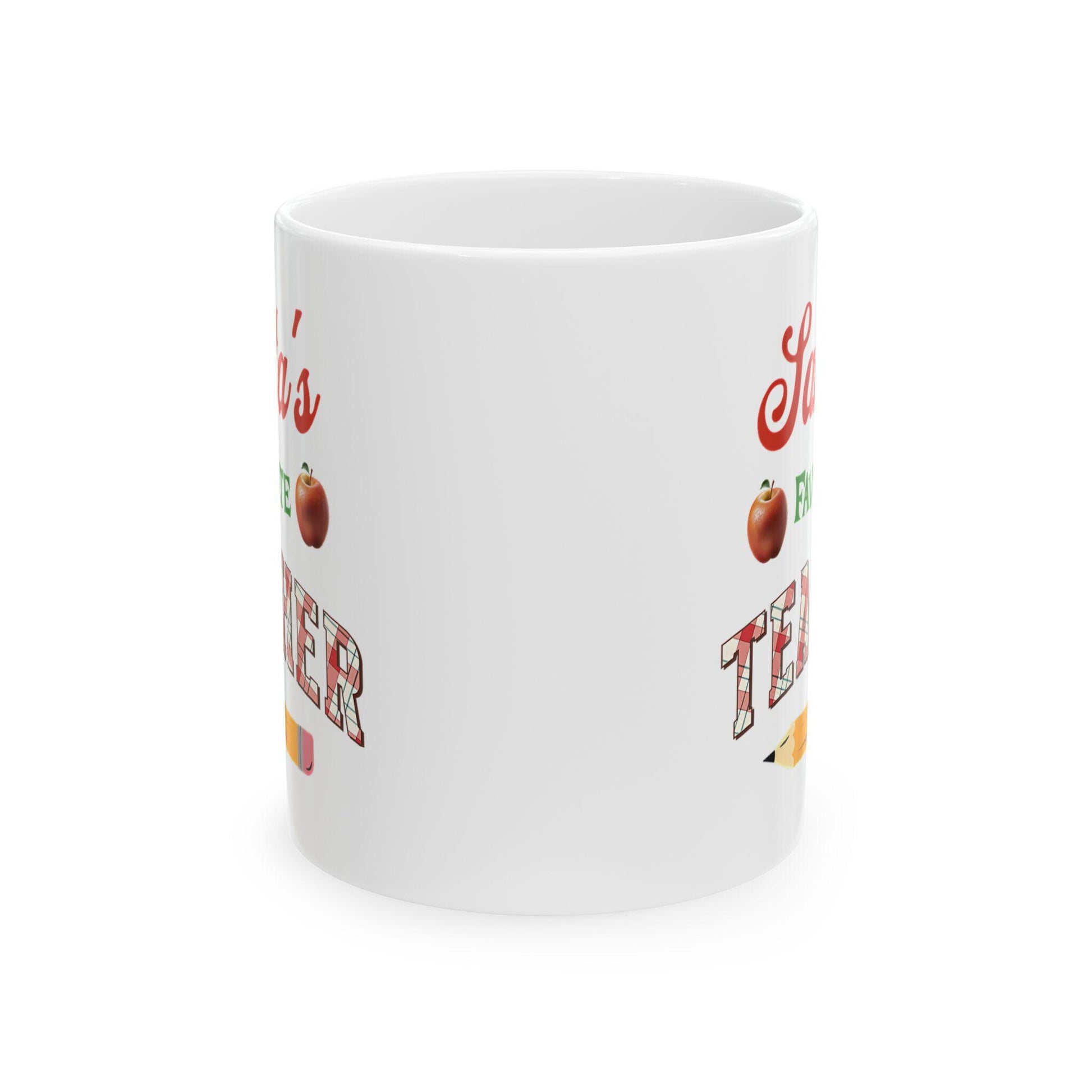 Santa's Favorite Teacher Ceramic Mug, Christmas Gift for Teacher, Holiday Coffee Cup, Teacher Appreciation Gift, Festive Tea Mug, Funny