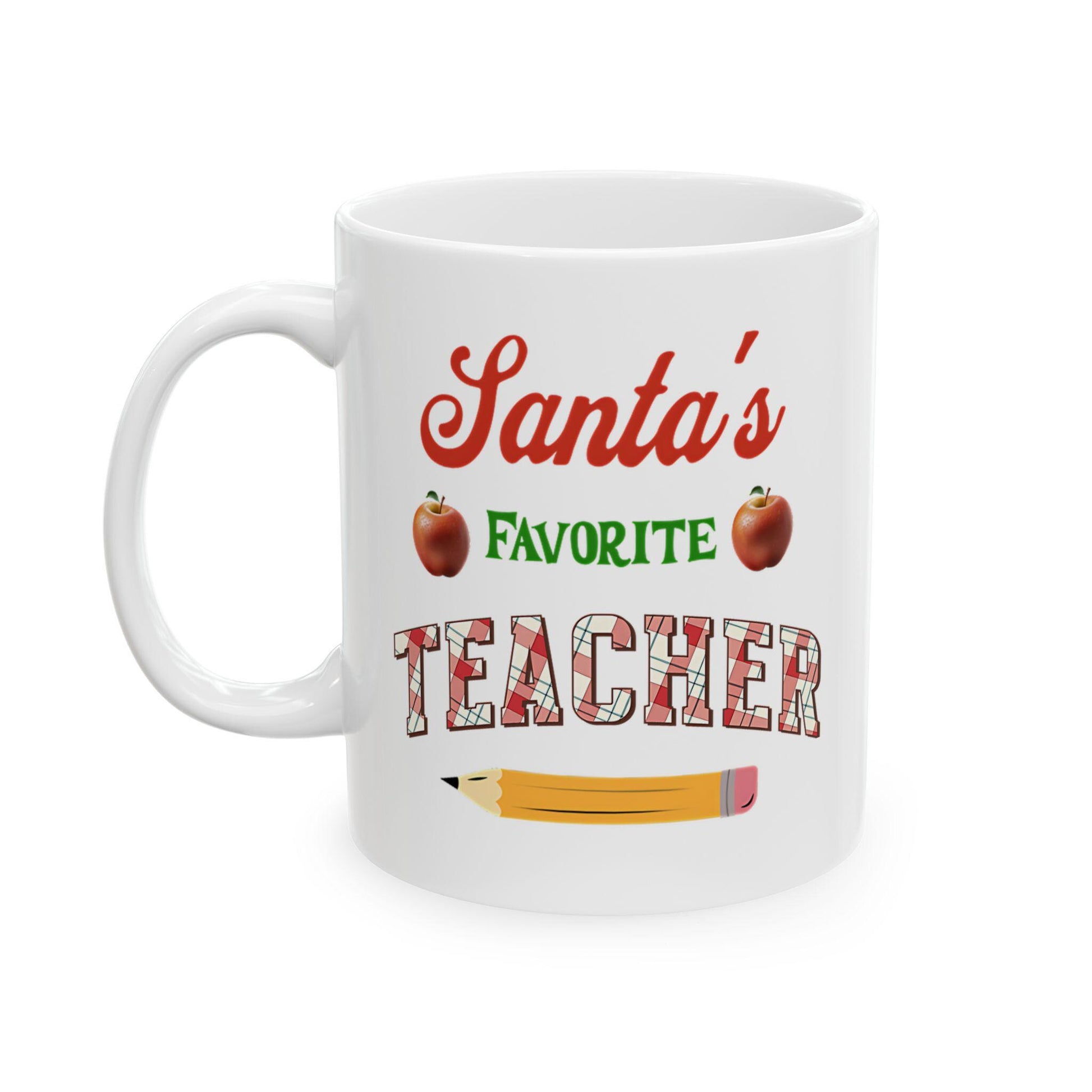 Santa's Favorite Teacher Ceramic Mug, Christmas Gift for Teacher, Holiday Coffee Cup, Teacher Appreciation Gift, Festive Tea Mug, Funny