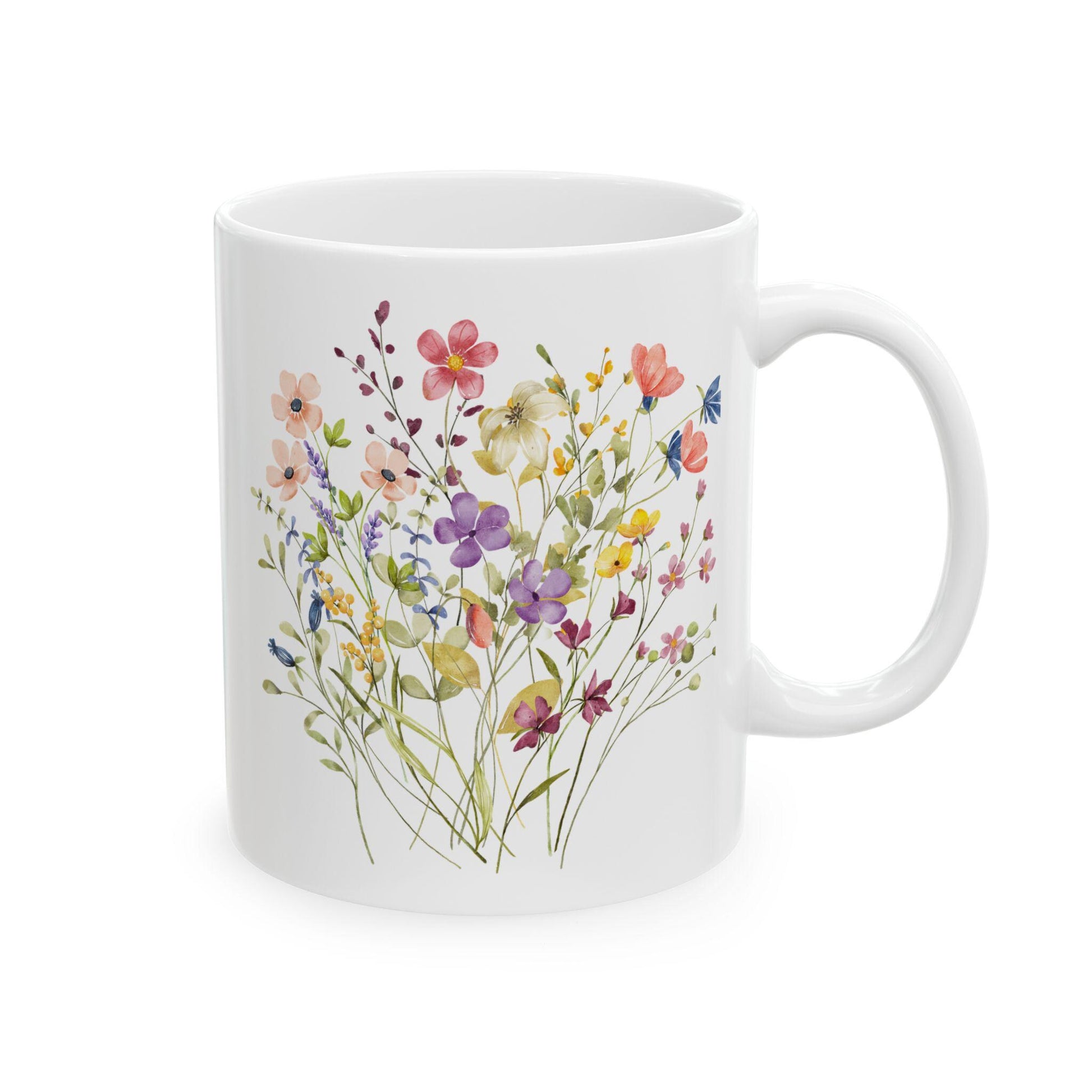 Colorful Wildflowers Ceramic Mug, Floral Tea Cup, Botanical Coffee Mug, Garden Lover Gift, Nature Inspired Drinkware, Flower Pattern Cup