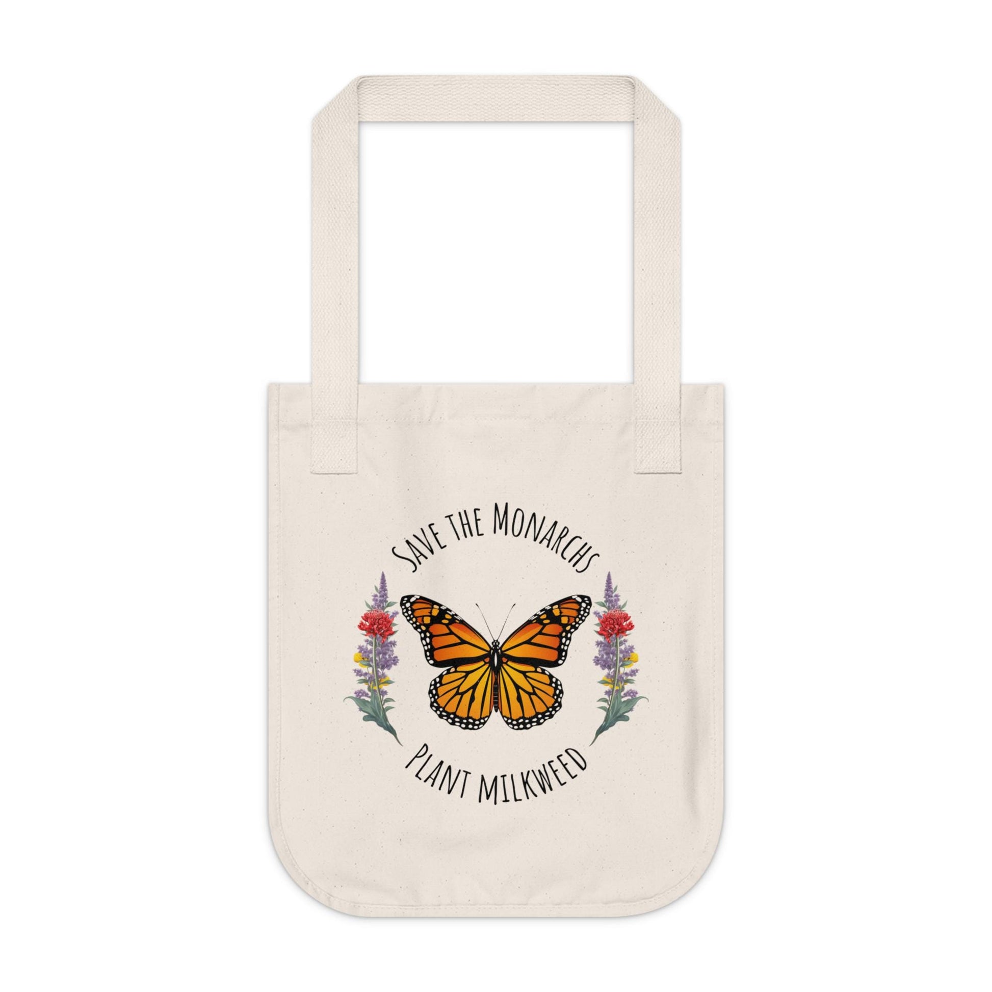 Eco-Friendly Tote Bag - Save the Monarchs, Plant Milkweed - Endangered Species Awareness, Nature Lover Gift, Butterfly Lover Gift,