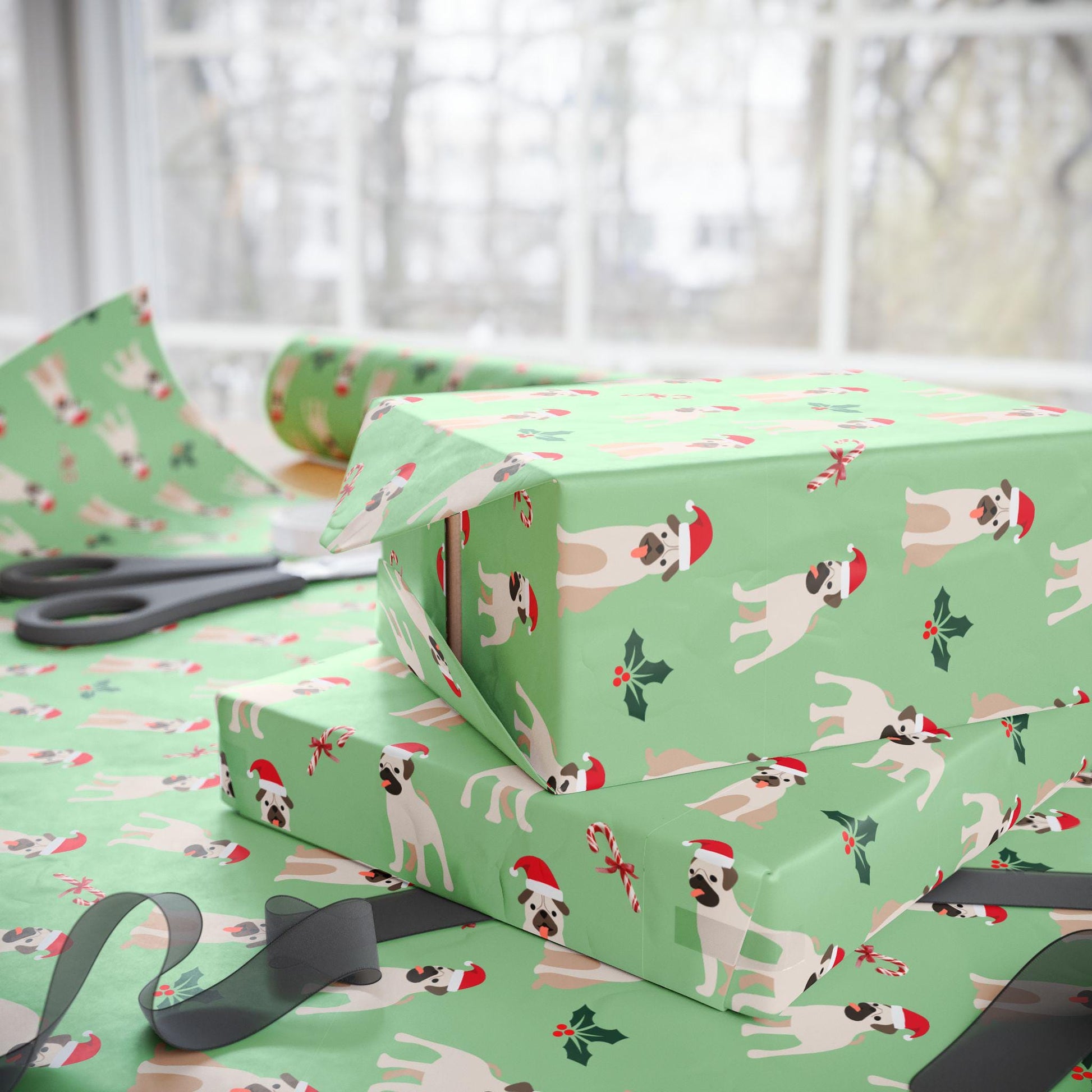 Christmas Pugs Wrapping Paper