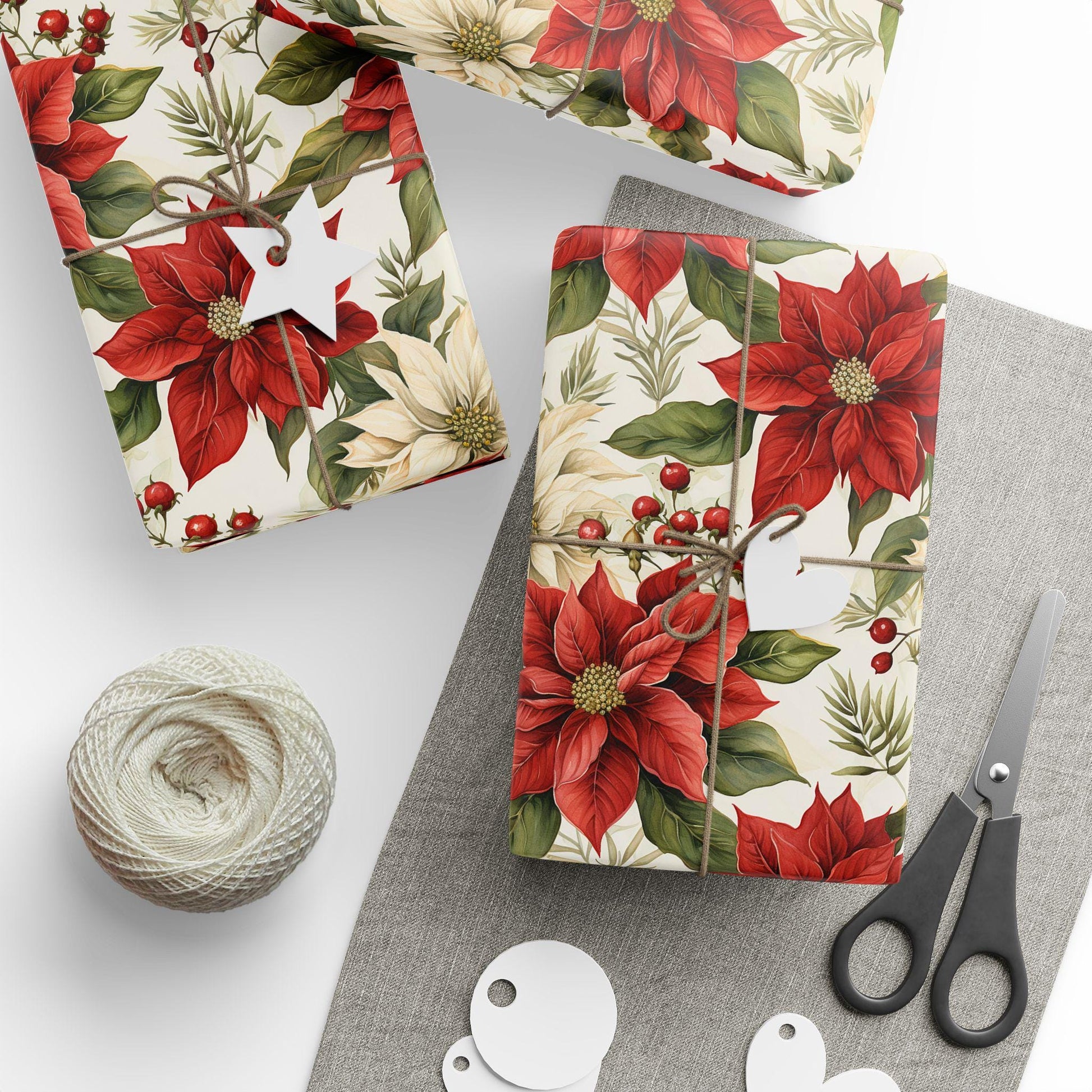 Poinsettia Christmas Wrapping Paper