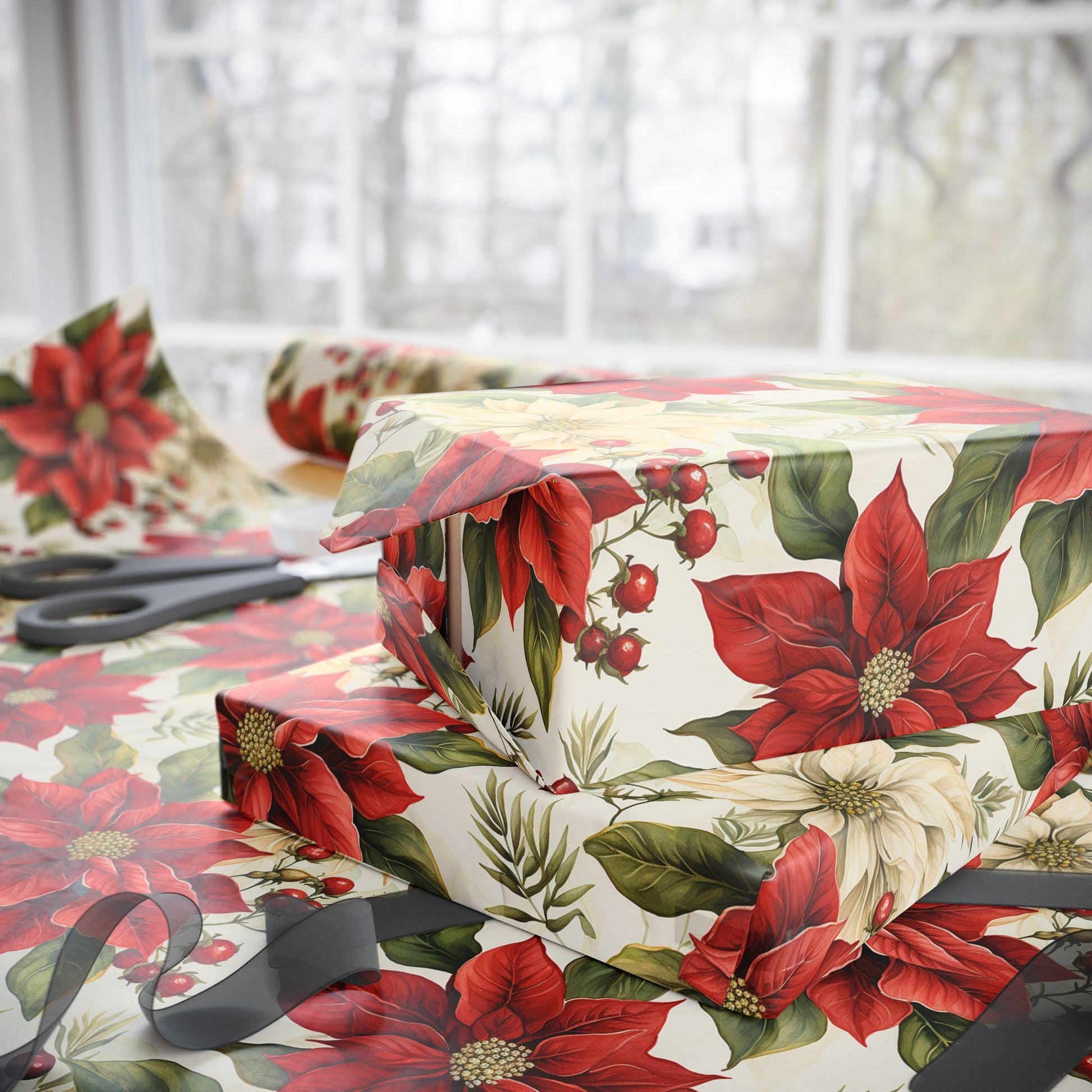 Poinsettia Christmas Wrapping Paper