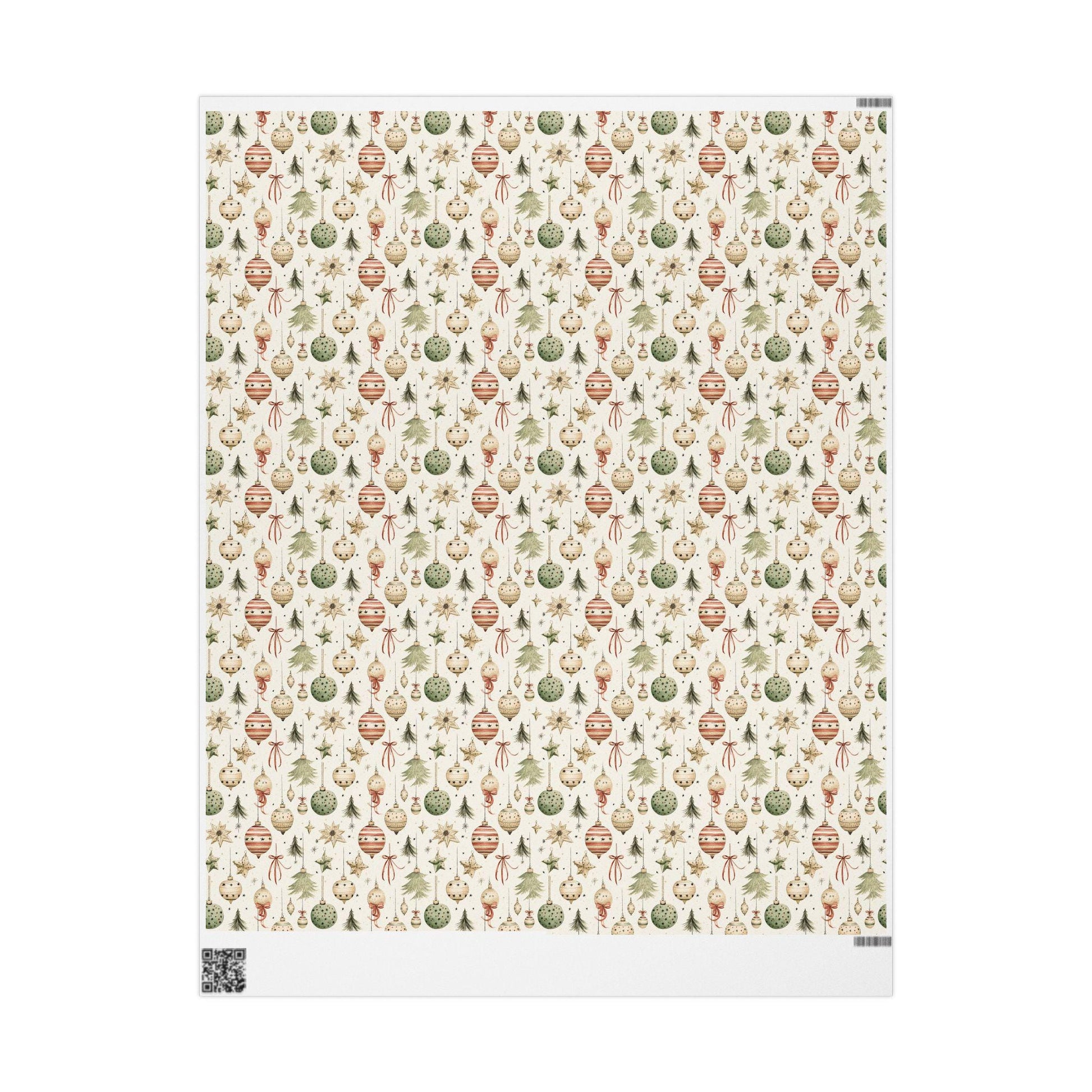 Wrapping Papers, Vintage Christmas Ornaments Gift Wrap, Holiday Wrapping Paper Roll, Festive Gift Wrap, Retro Gift Packaging, Christmas