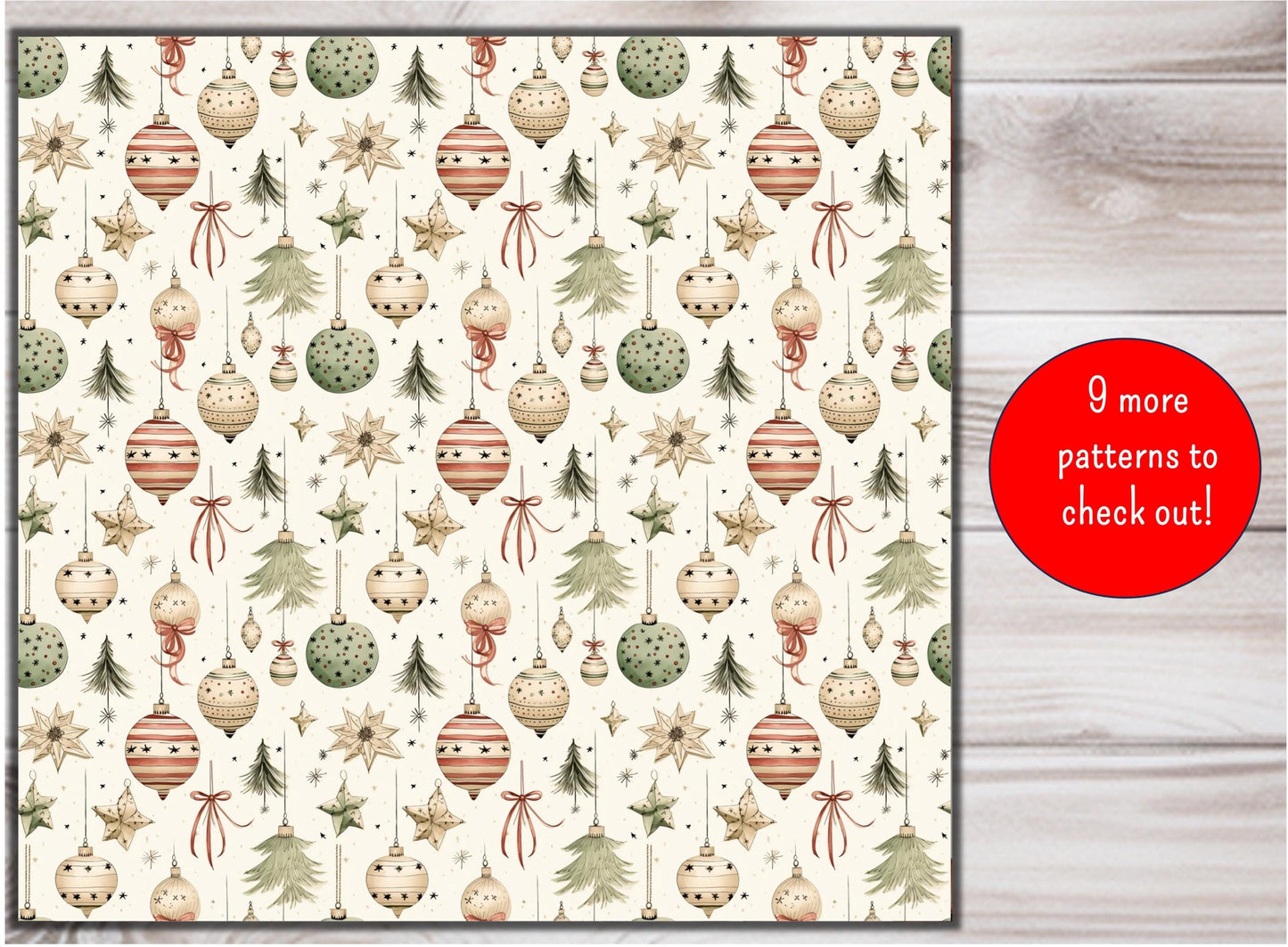 Wrapping Papers, Vintage Christmas Ornaments Gift Wrap, Holiday Wrapping Paper Roll, Festive Gift Wrap, Retro Gift Packaging, Christmas