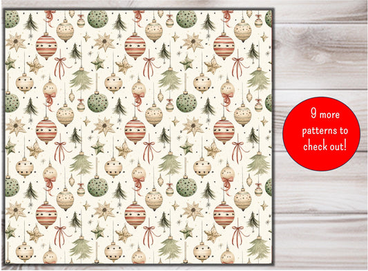 Wrapping Papers, Vintage Christmas Ornaments Gift Wrap, Holiday Wrapping Paper Roll, Festive Gift Wrap, Retro Gift Packaging, Christmas