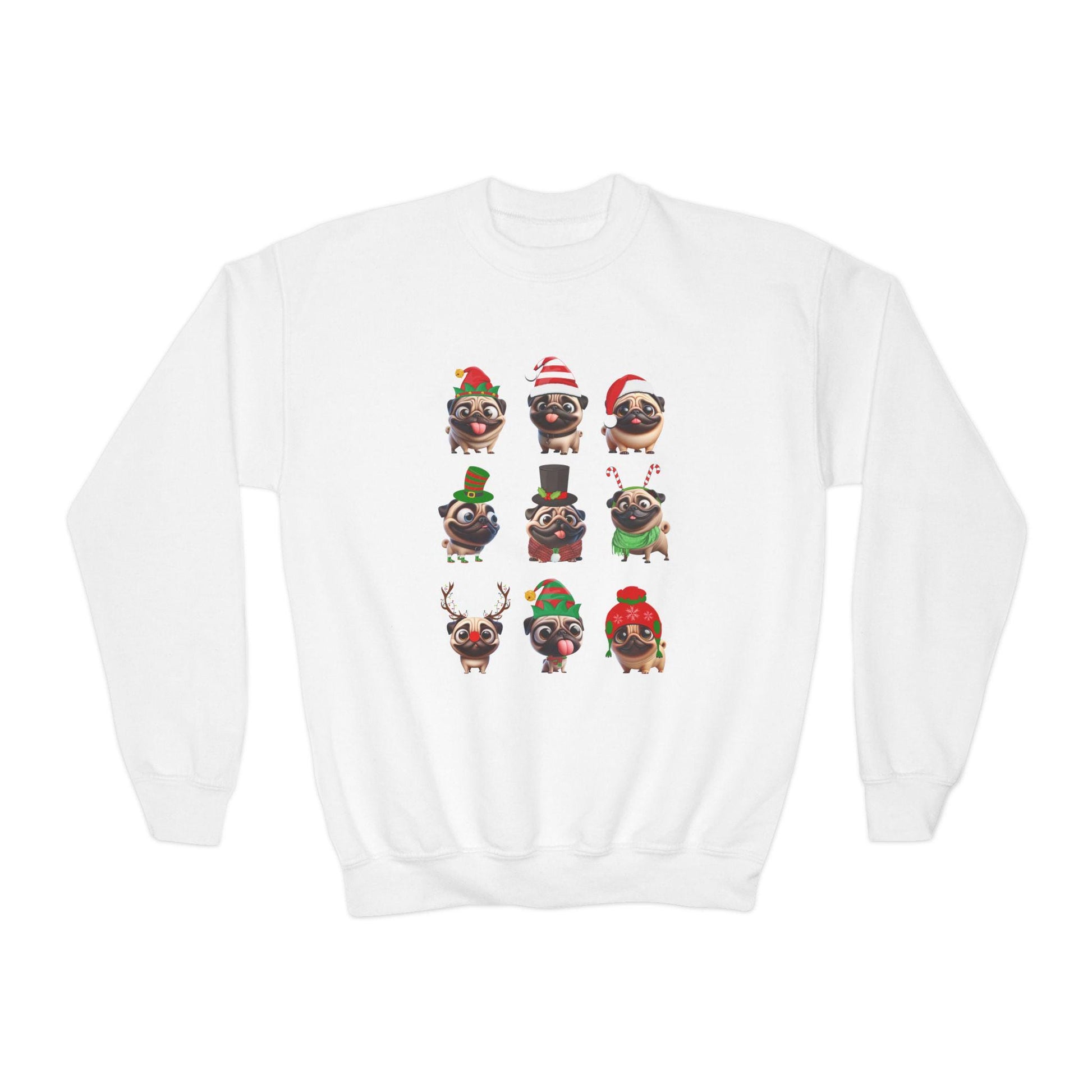 Kids' Christmas Pug Sweatshirt, Funny Pug Sweatshirt