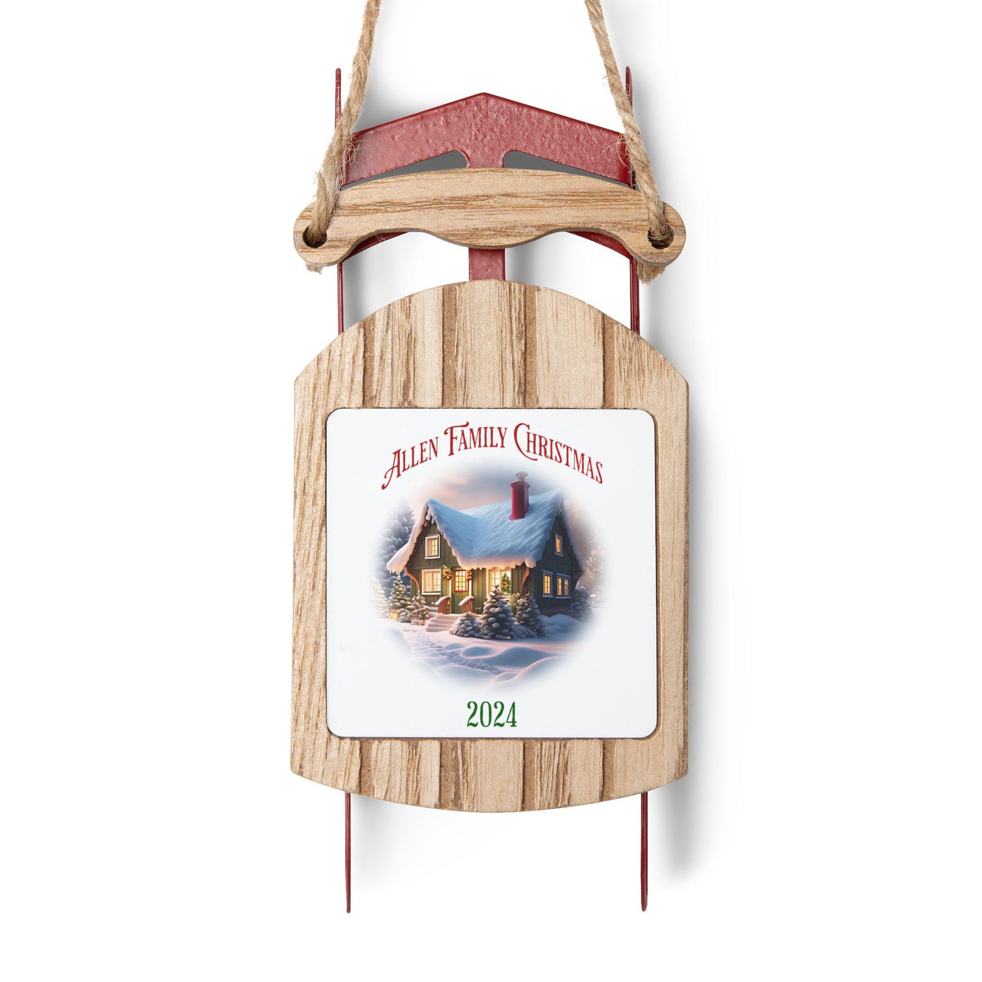 Personalized Wooden Sled Christmas Ornament