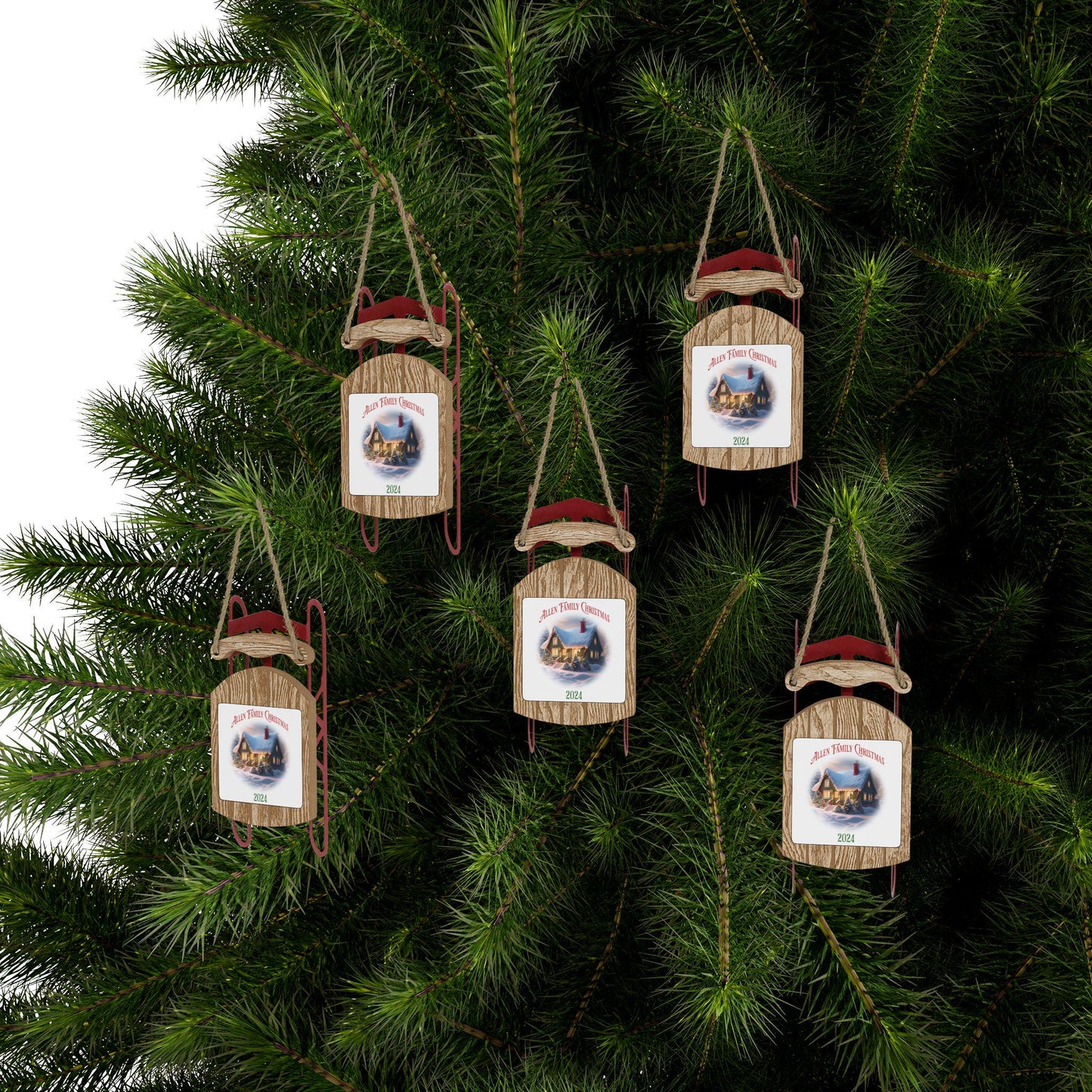 Personalized Wooden Sled Christmas Ornament